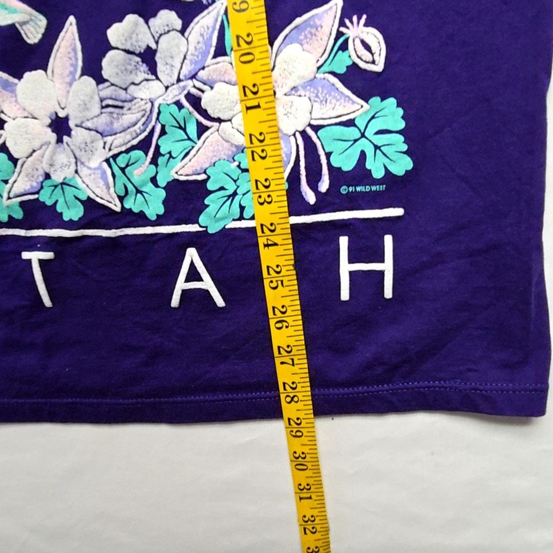 Jerzees Vintage Utah Graphic Hummingbird Purple Test Print M Shirt Size US M / EU 48-50 / 2 - 10 Thumbnail