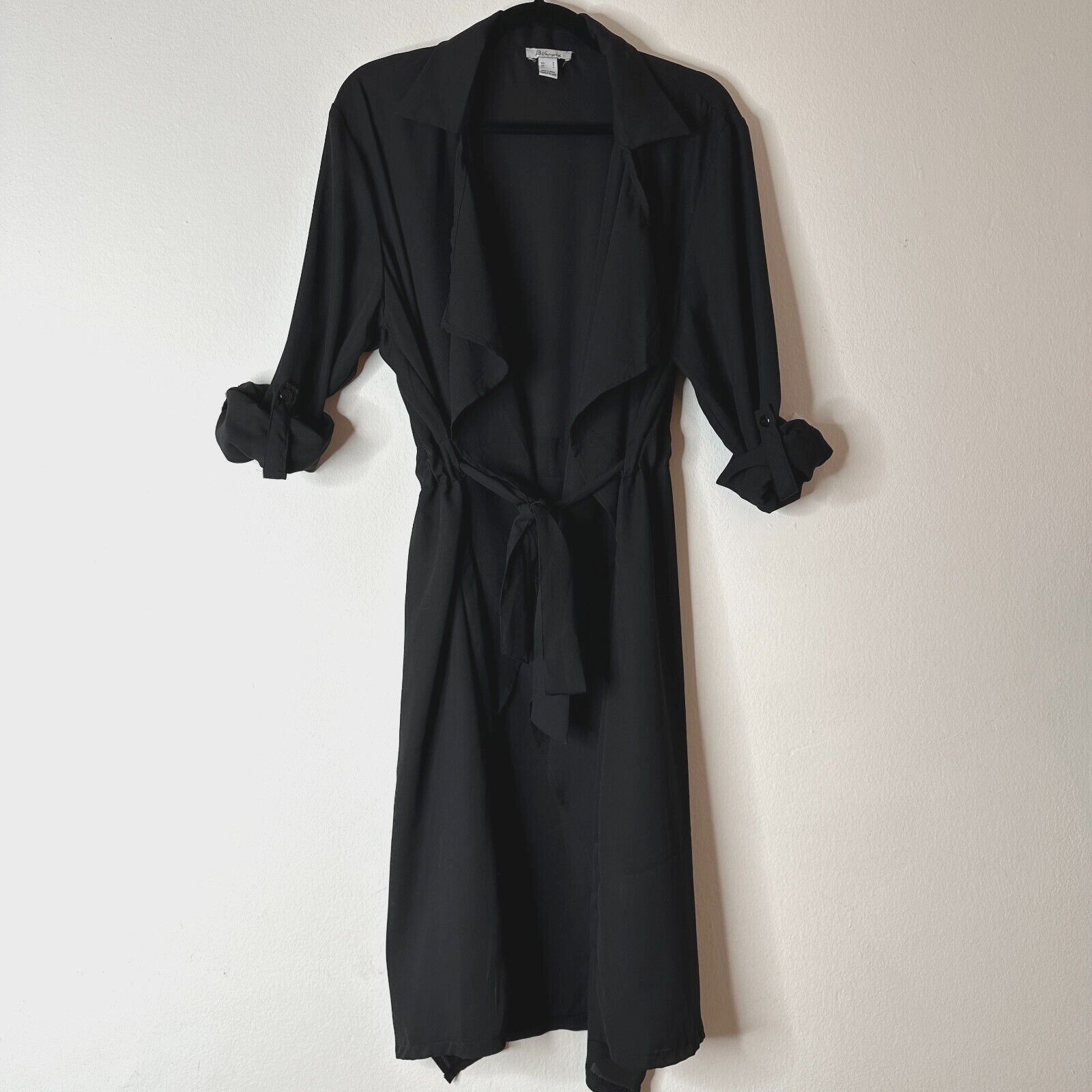 Other ReVamped Black Roll Tab Tie Waist Waterfall Neck Wrap Dress Size S / US 4 / IT 40 - 1 Thumbnail