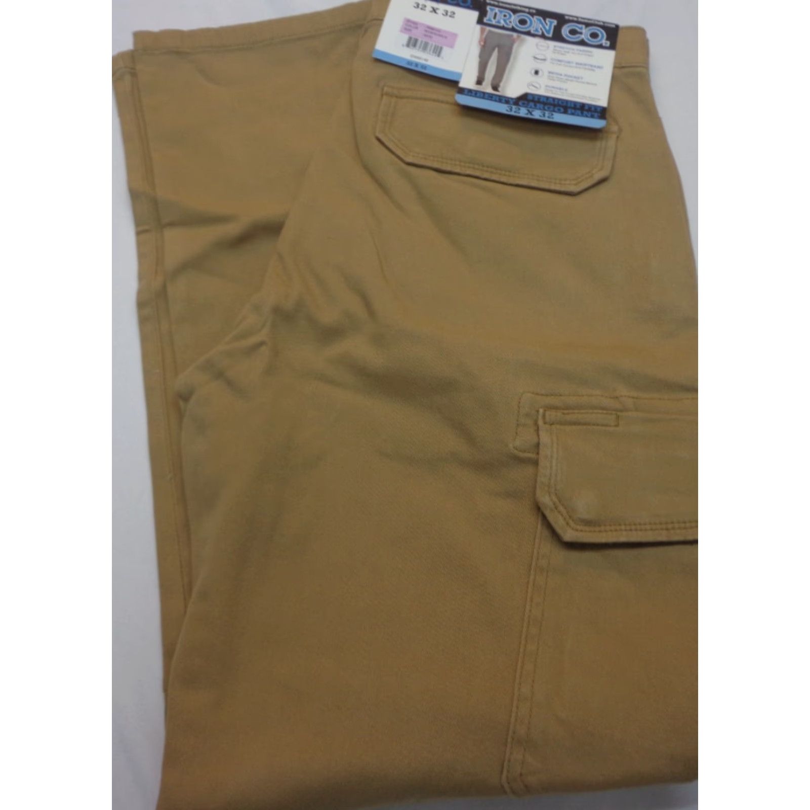 Vintage IRON Co. Liberty Cargo Pants Men 32x32 Beige Khaki 98% Cotton 2% Spandex Stretch Straight Cargo Weave Boardwalk Size US 32 / EU 48 - 2 Thumbnail