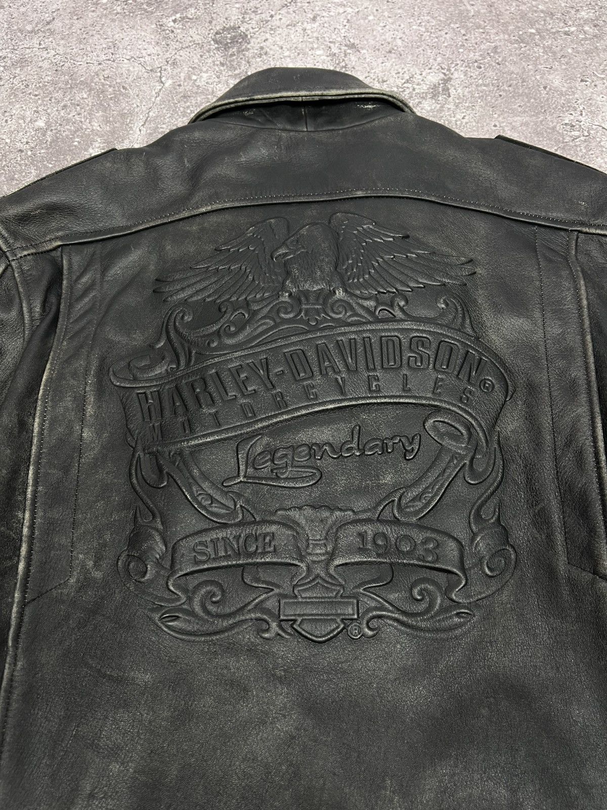 Harley Davidson CRAZY Vintage Harley Davidson Leather Motorcycle Jacket Size US L / EU 52-54 / 3 - 21 Thumbnail