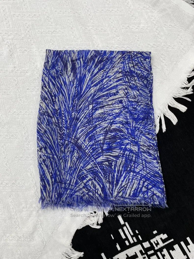 Loro Piana Loro Piana Blue Printed Cashmere Scarf Size ONE SIZE - 5 Thumbnail