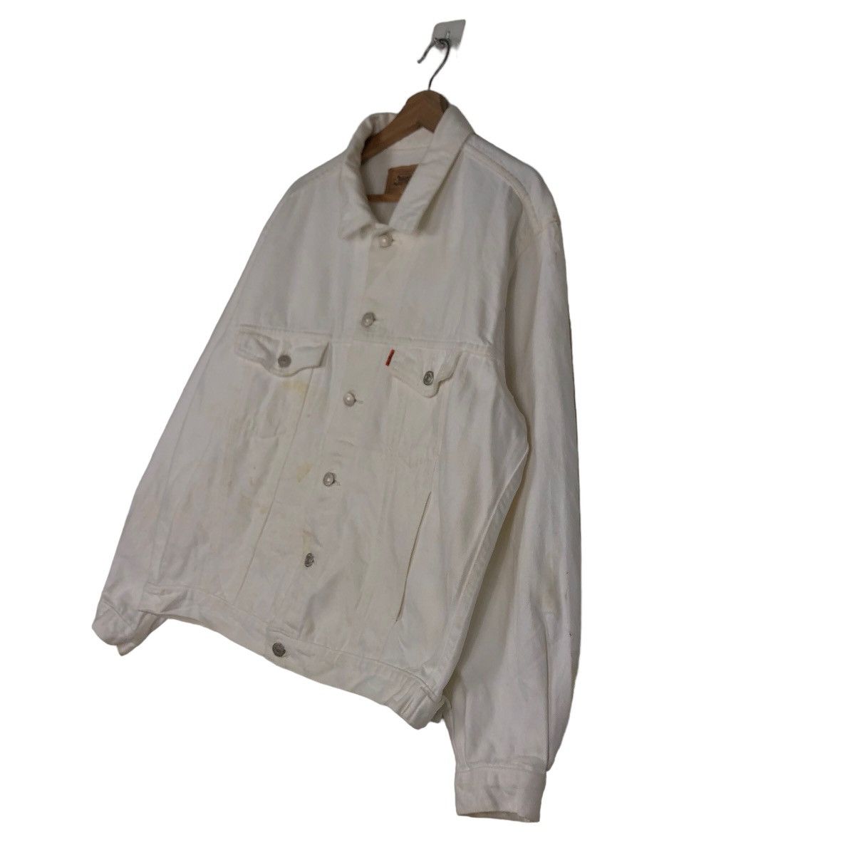 Levi's Vintage Trucker Denim Biker Jacket Levi’s White Rare Colour Size US L / EU 52-54 / 3 - 2 Thumbnail