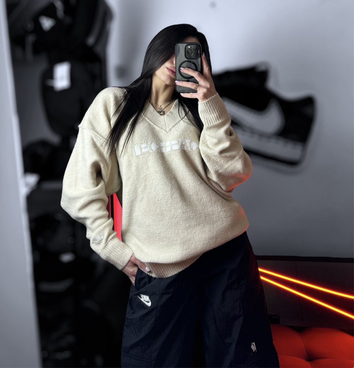 Nike × Vintage Vintage NIKE TECH PACK ENGINEERED KNIT SWEATSHIRT BEIGE Size US S / EU 44-46 / 1 - 7 Thumbnail