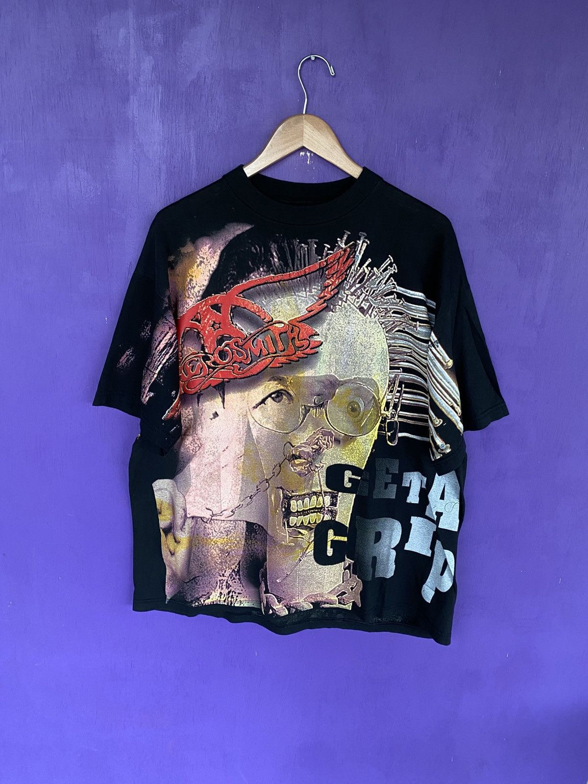 Band Tees Vintage 90s Aerosmith get a grip euro AOP t-shirt Size US XL / EU 56 / 4 - 1 Thumbnail