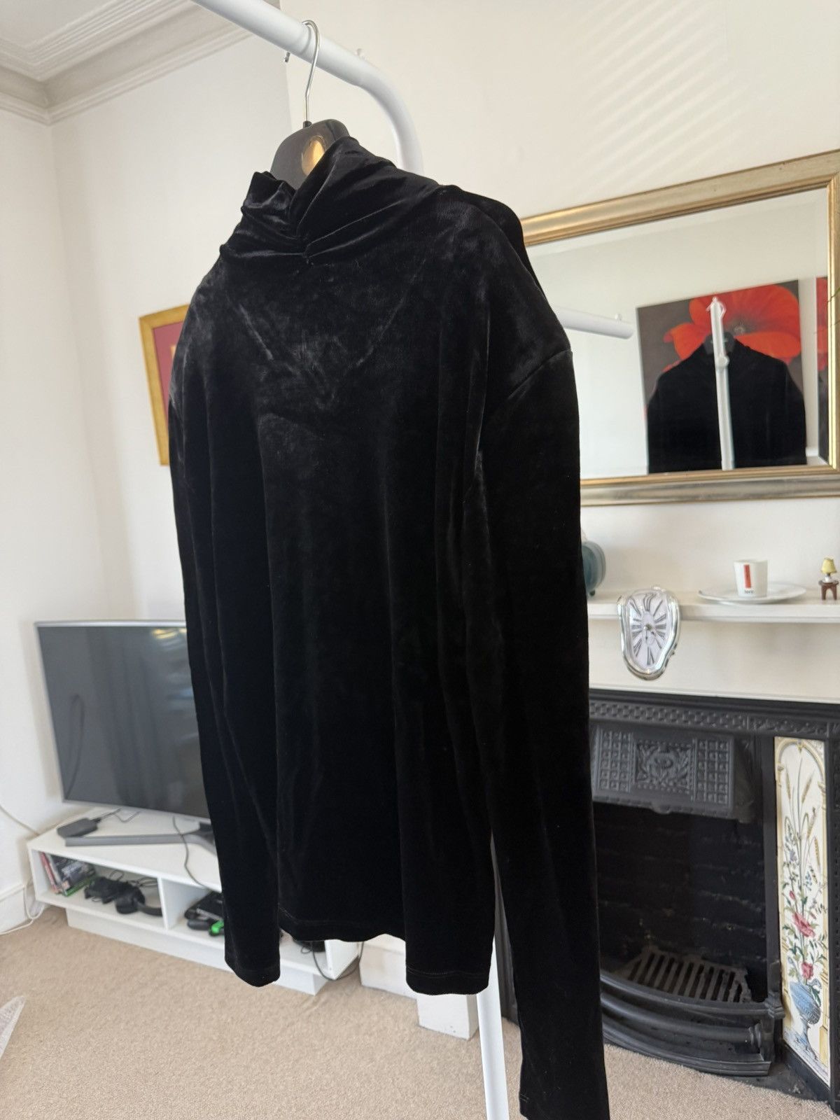 Saint Laurent Paris FW23 Saint Laurent Black Shoulder Padded Velvet Top Size US XL / EU 56 / 4 - 6 Thumbnail