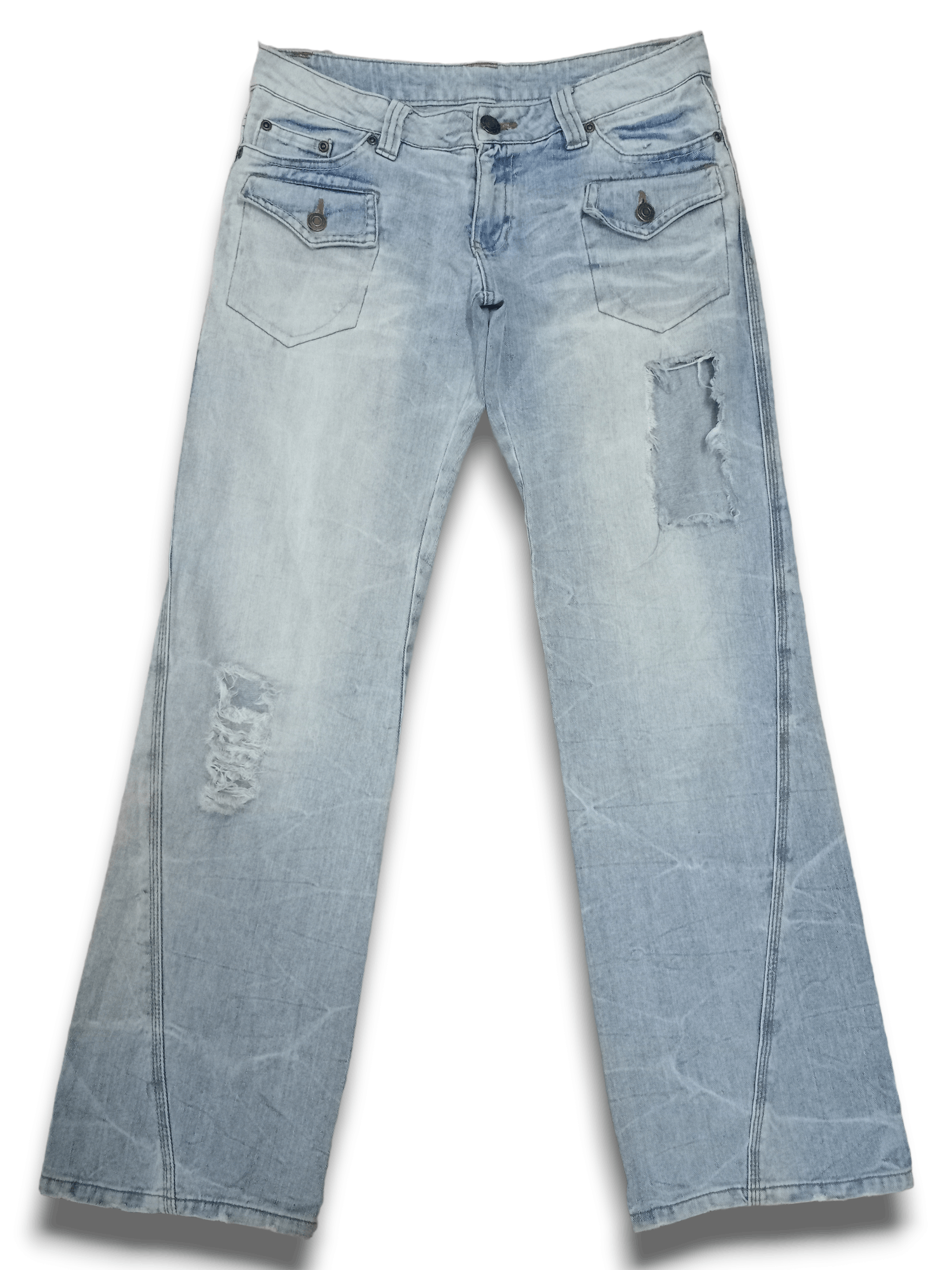 Japanese Brand Vintage Japanese Brand Bush Style Ripped Studded Jeans Size US 31 - 1 Thumbnail