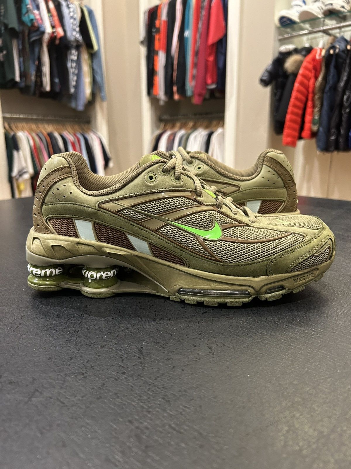 Nike × Supreme Nike X Supreme Shox Ride 2 SP ‘Olive’ Size US 8.5 / EU 41-42 - 2 Thumbnail