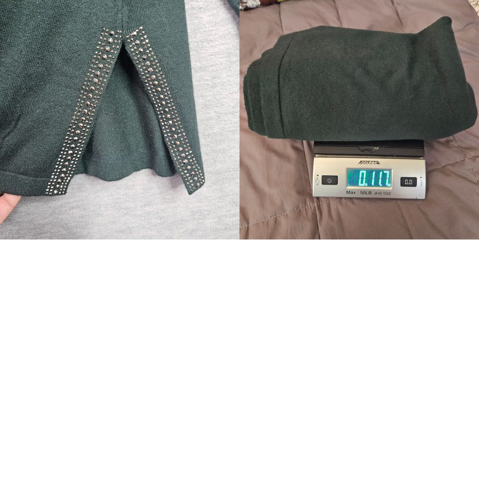 Vintage Adrienne Vittadini Women's 1X V-Neck Stud Green Long Sleeve Knit Pullover Sweater Size XL / US 12-14 / IT 48-50 - 8 Thumbnail