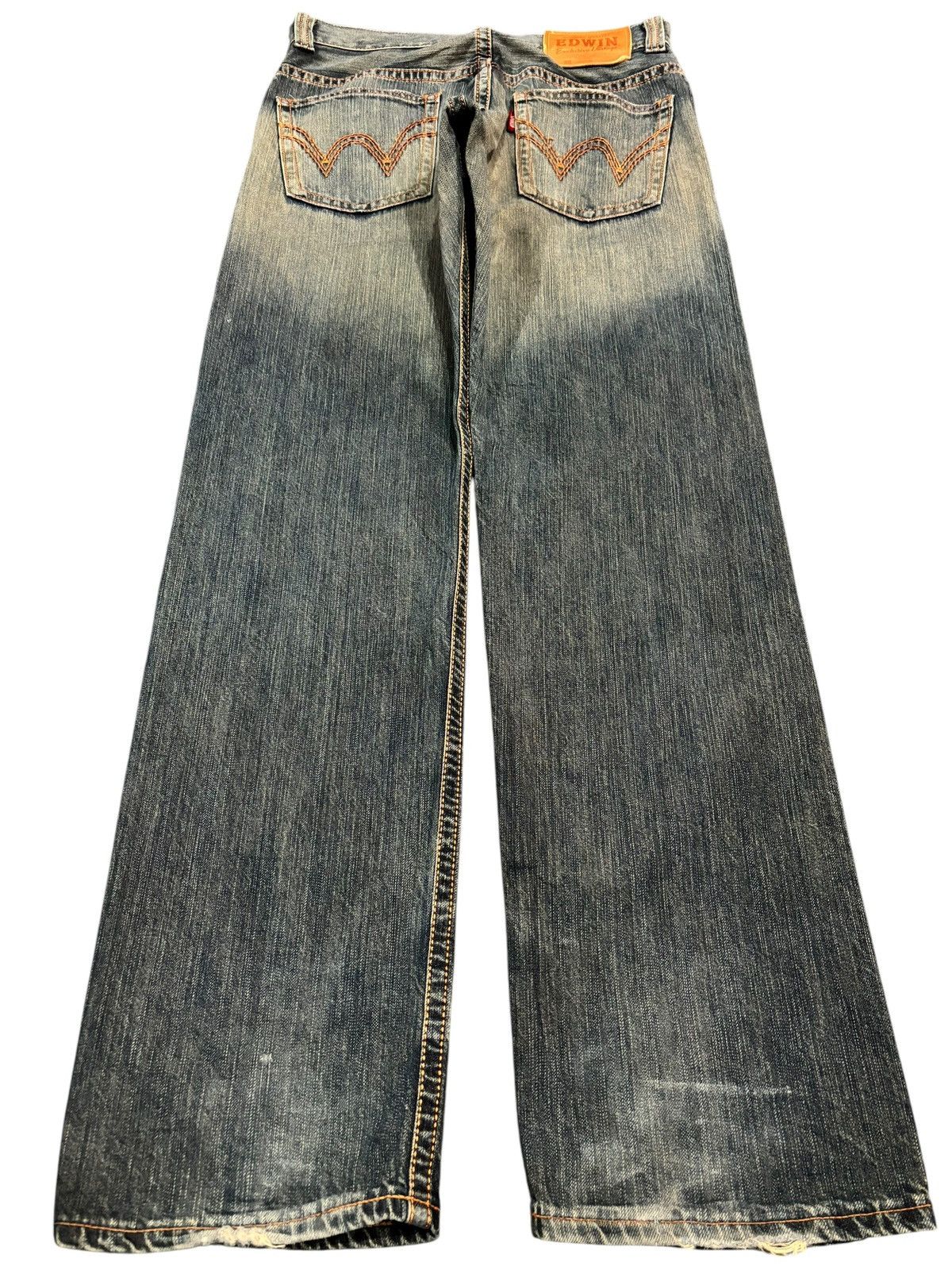 Edwin × If Six Was Nine × Japanese Brand Vintage Y2k Edwin XV Faded Stitch Straight Cut Jeans Size US 33 - 2 Thumbnail