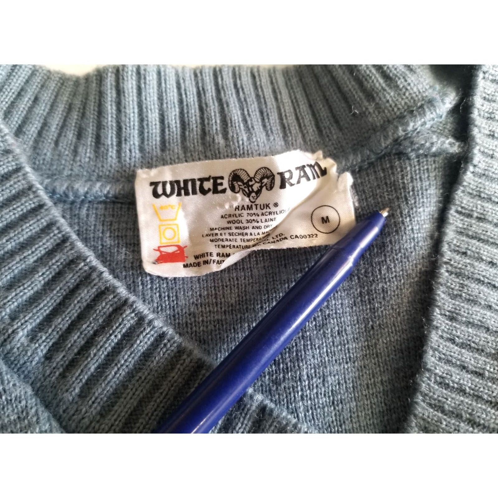 Vintage VINTAGE Original White Ram Blue Striped Crewneck Sweater Mens Medium M Blue 1970s Wool Acrylic Blend Mens Womens Size US M / EU 48-50 / 2 - 4 Thumbnail