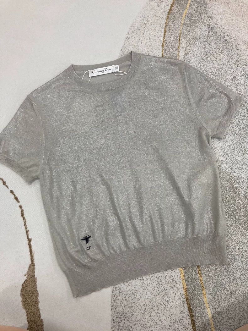 Dior Dior Silver-gray knitted short sleeves Size XS / US 0-2 / IT 36-38 - 1 Thumbnail