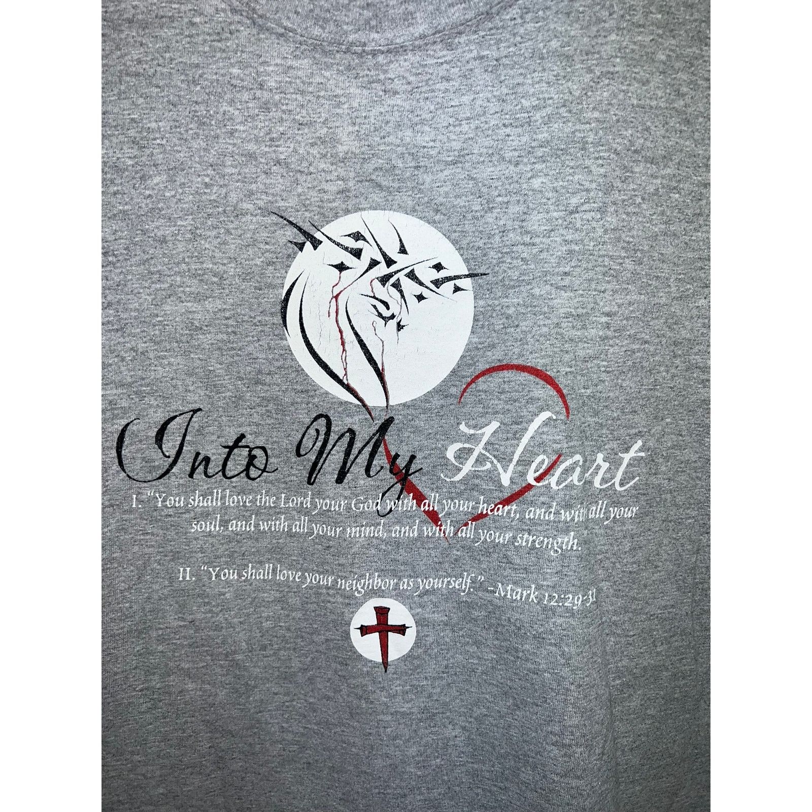 Gildan Vintage 10 Commandments Shirt Mark 12:29-31 Jesus XL Size US XL / EU 56 / 4 - 2 Thumbnail
