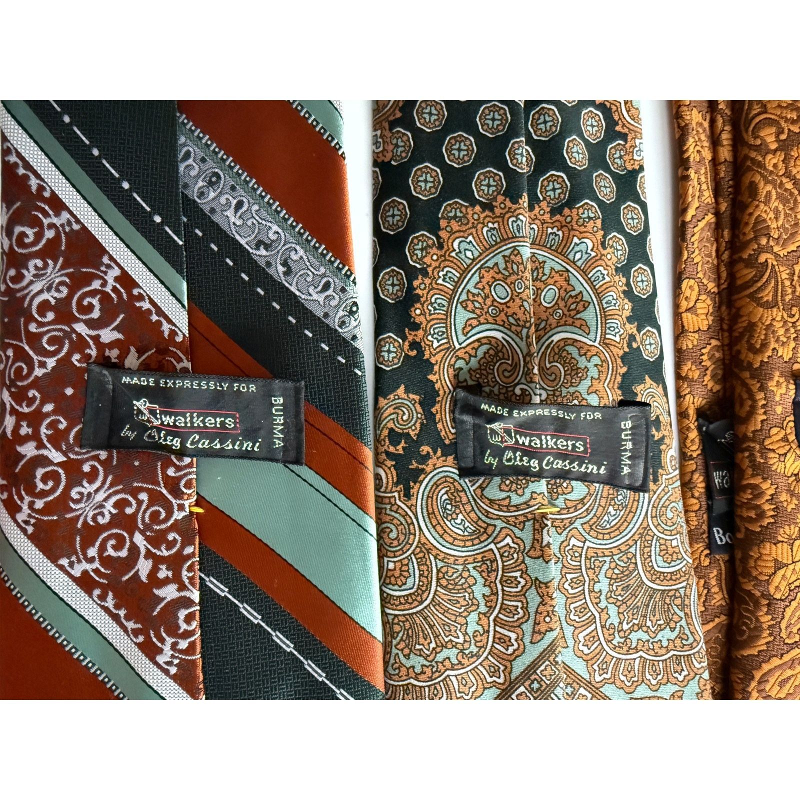 Oleg Cassini Bellini Vintage 1970's Men's Ties 100% Silk Geometric Print Size ONE SIZE - 5 Thumbnail