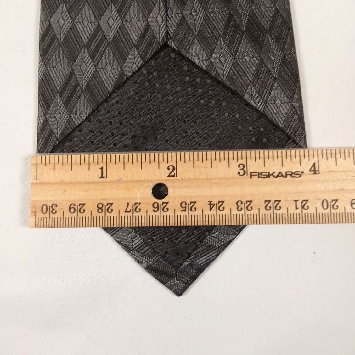 Croft & Barrow Croft & Barrow Men's Tie Neck 100% Silk Hand Crafted Gray Geometric Pattern Tie Size ONE SIZE - 6 Thumbnail