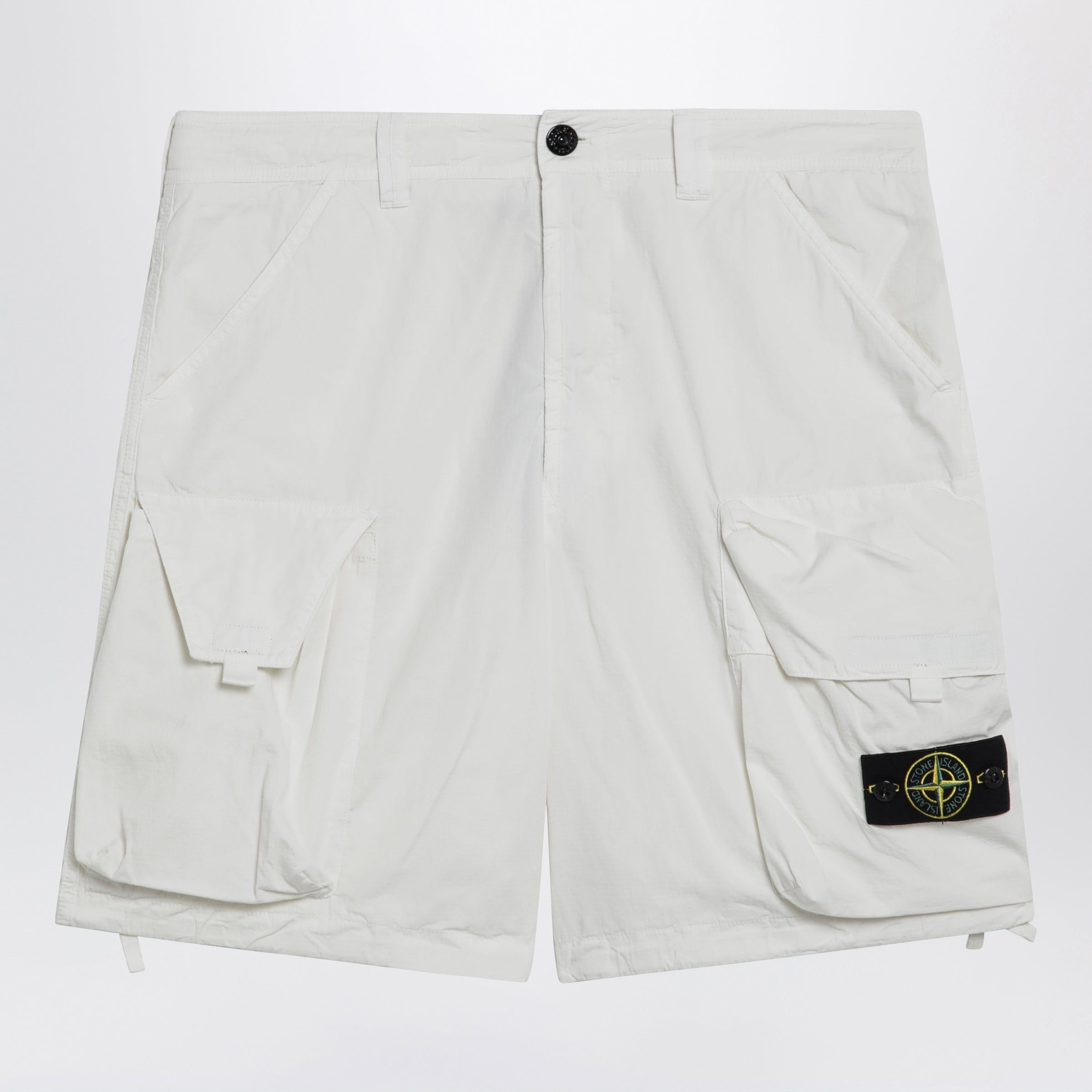 Stone Island Stone Island White Cotton And Nylon Ripstop Cargo Shorts Size US 34 / EU 50 - 1 Thumbnail