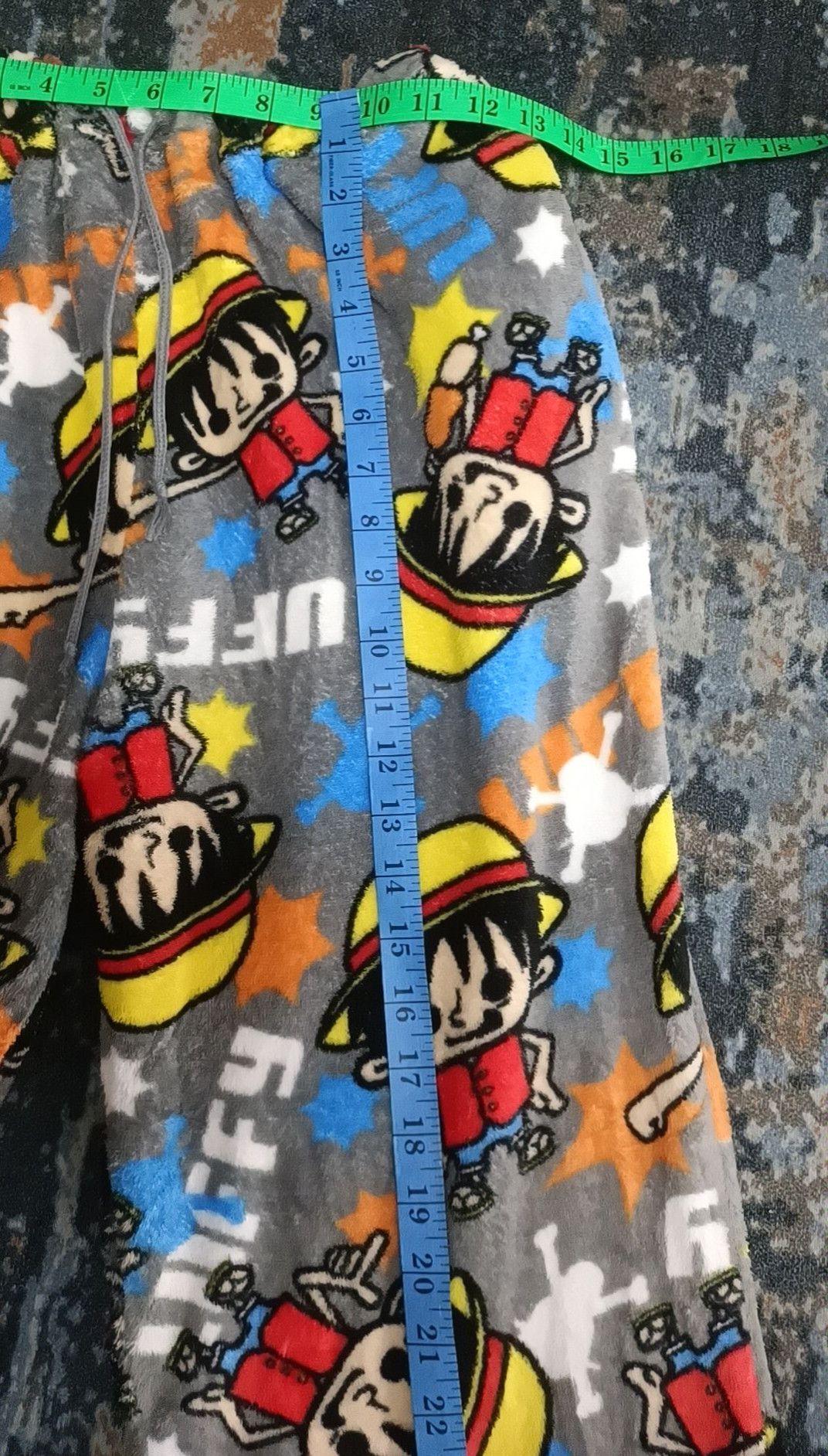 One Piece One Piece D Luffy Over Print Fleece Pants Size US 37 - 13 Thumbnail