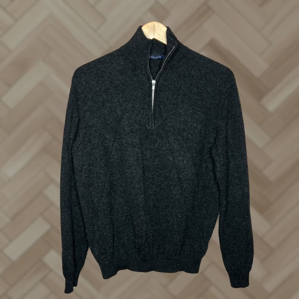 Proper Cloth Proper Cloth Cashmere Half Zip Gray Large Mens Sweater Pullover Zip Casual Knit Long Sleeve Regular Fit Autumn Winter Spring Summer Mens Size US L / EU 52-54 / 3 - 1 Thumbnail