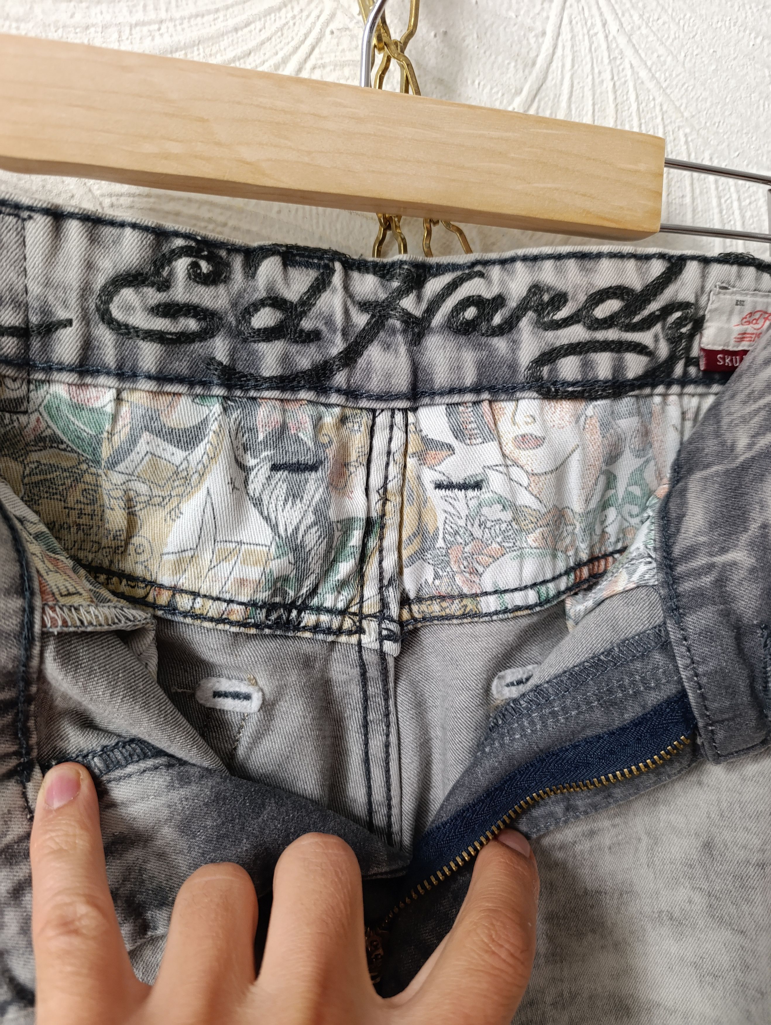 Ed Hardy ED HARDY STRETCH SKULLER SKINNY COTTON DENIM JEANS PANTS Size US 34 / EU 50 - 15 Thumbnail