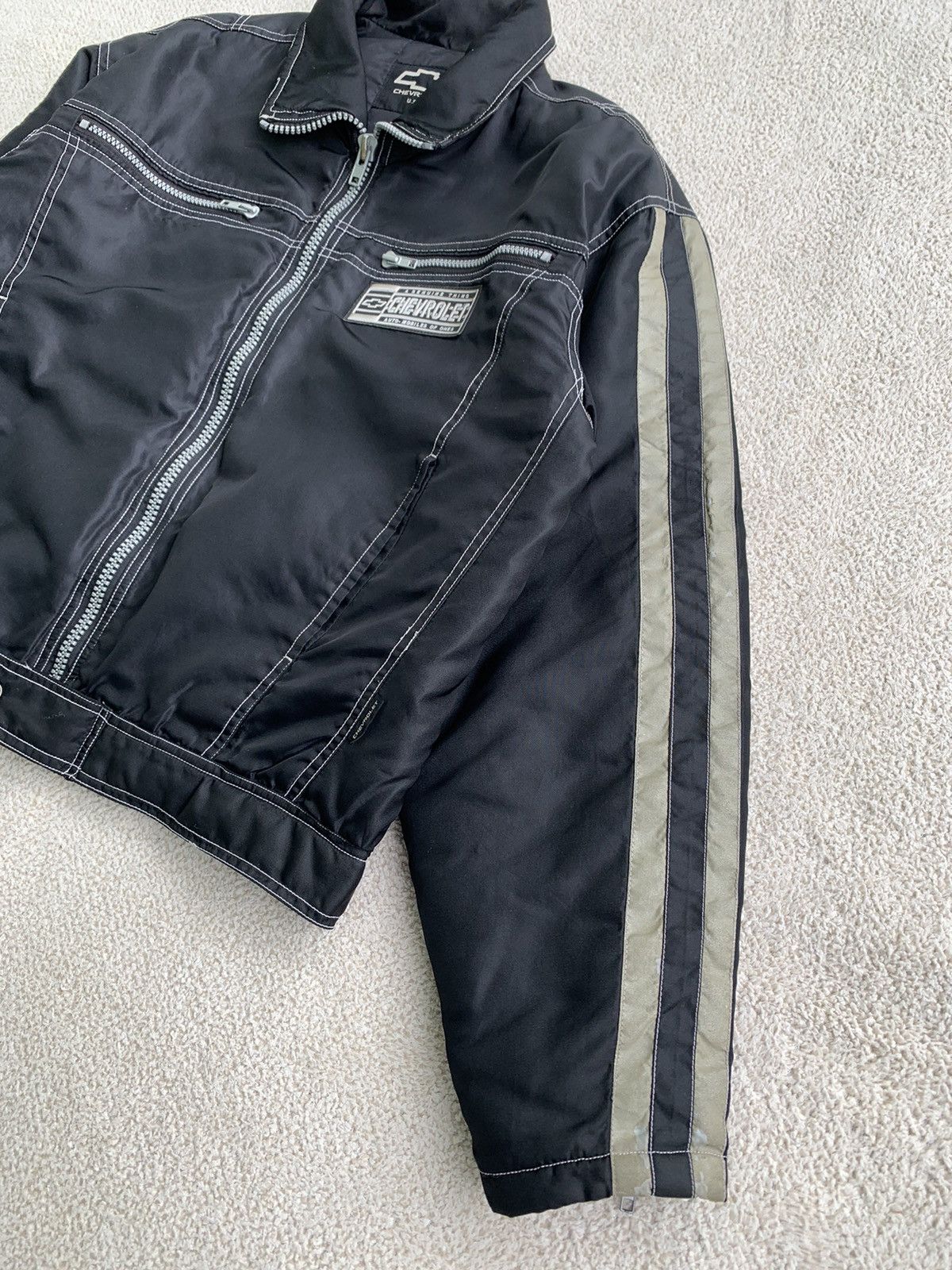 Japanese Brand × Vintage Vintage Chevrolet zipper Down Jacket Reflective striped Size US L / EU 52-54 / 3 - 5 Thumbnail