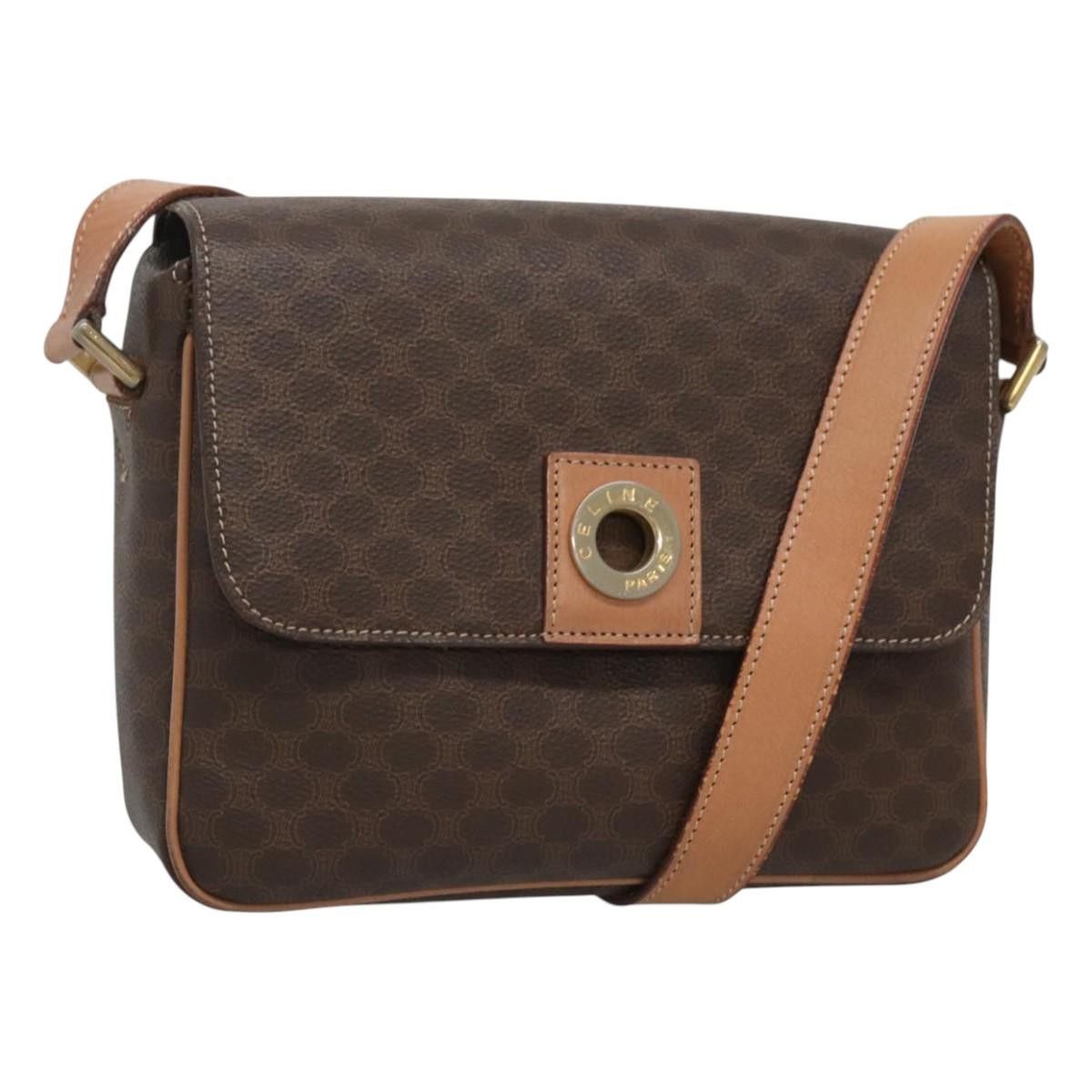 Celine CELINE Macadam Canvas Shoulder Bag Pvc Leather Brown Gold Size ONE SIZE - 1 Thumbnail