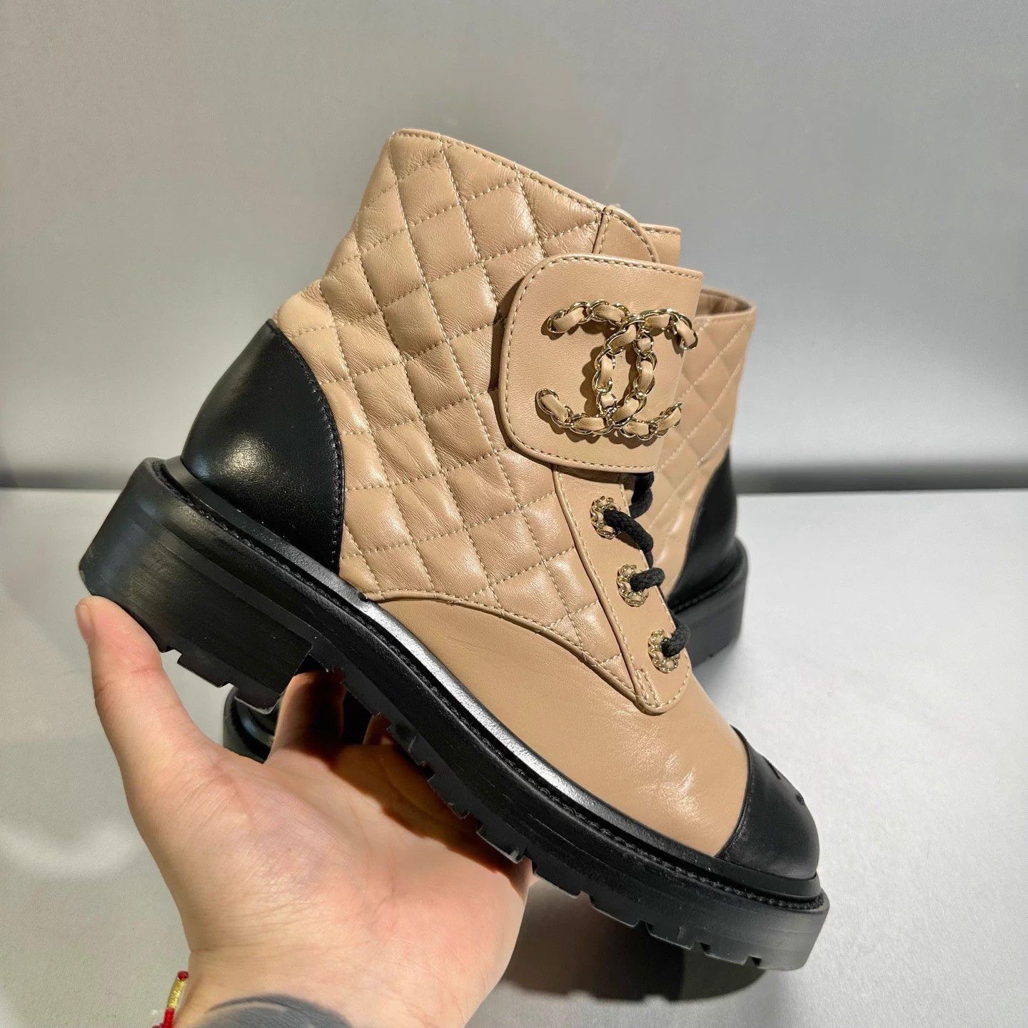 Chanel Chanel Khaki Colorblock Leather Short Boots Size US 6 / IT 36 - 8 Thumbnail