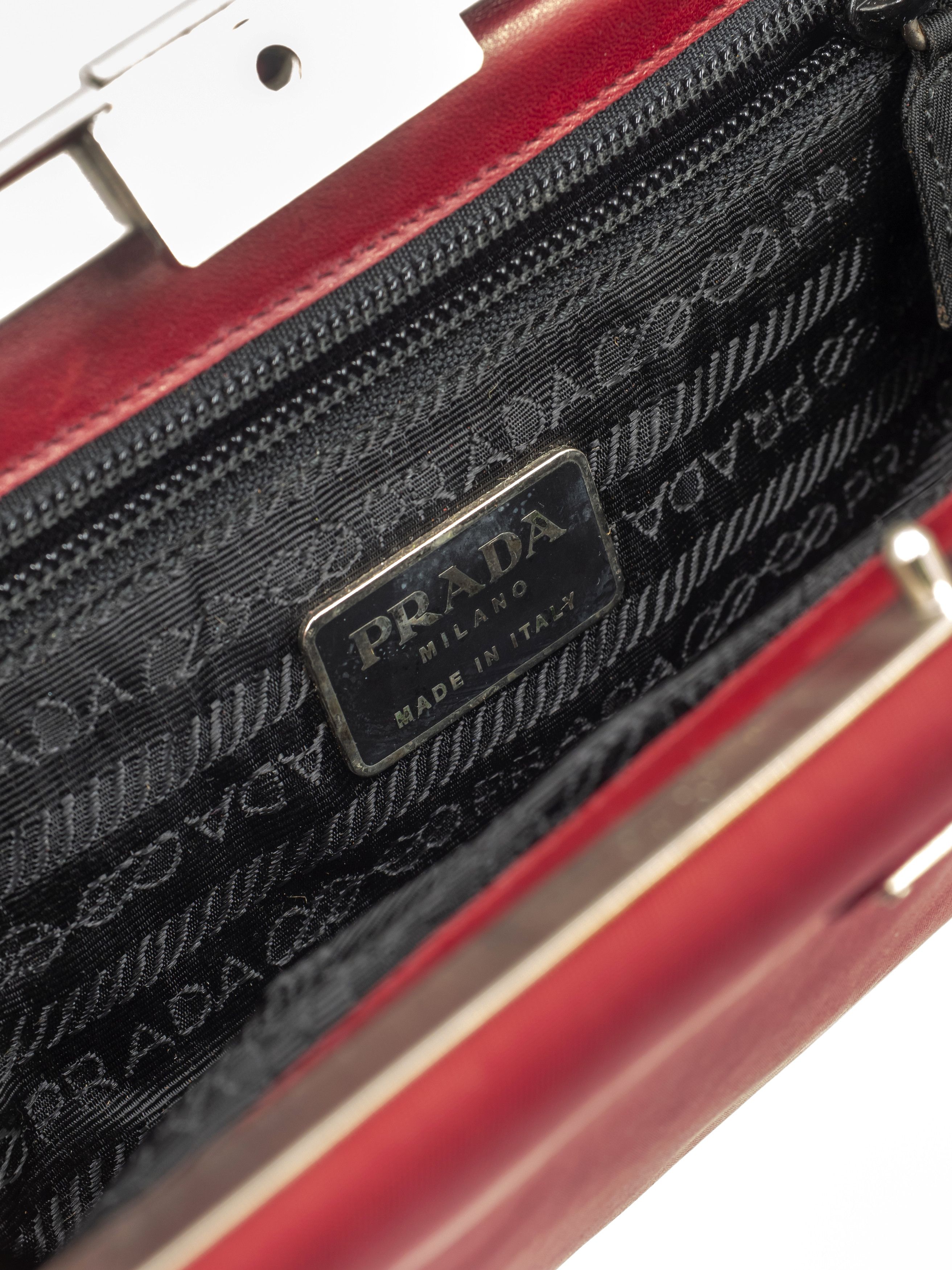 Prada Red Nylon Leather Shoulder Bag Size ONE SIZE - 9 Thumbnail