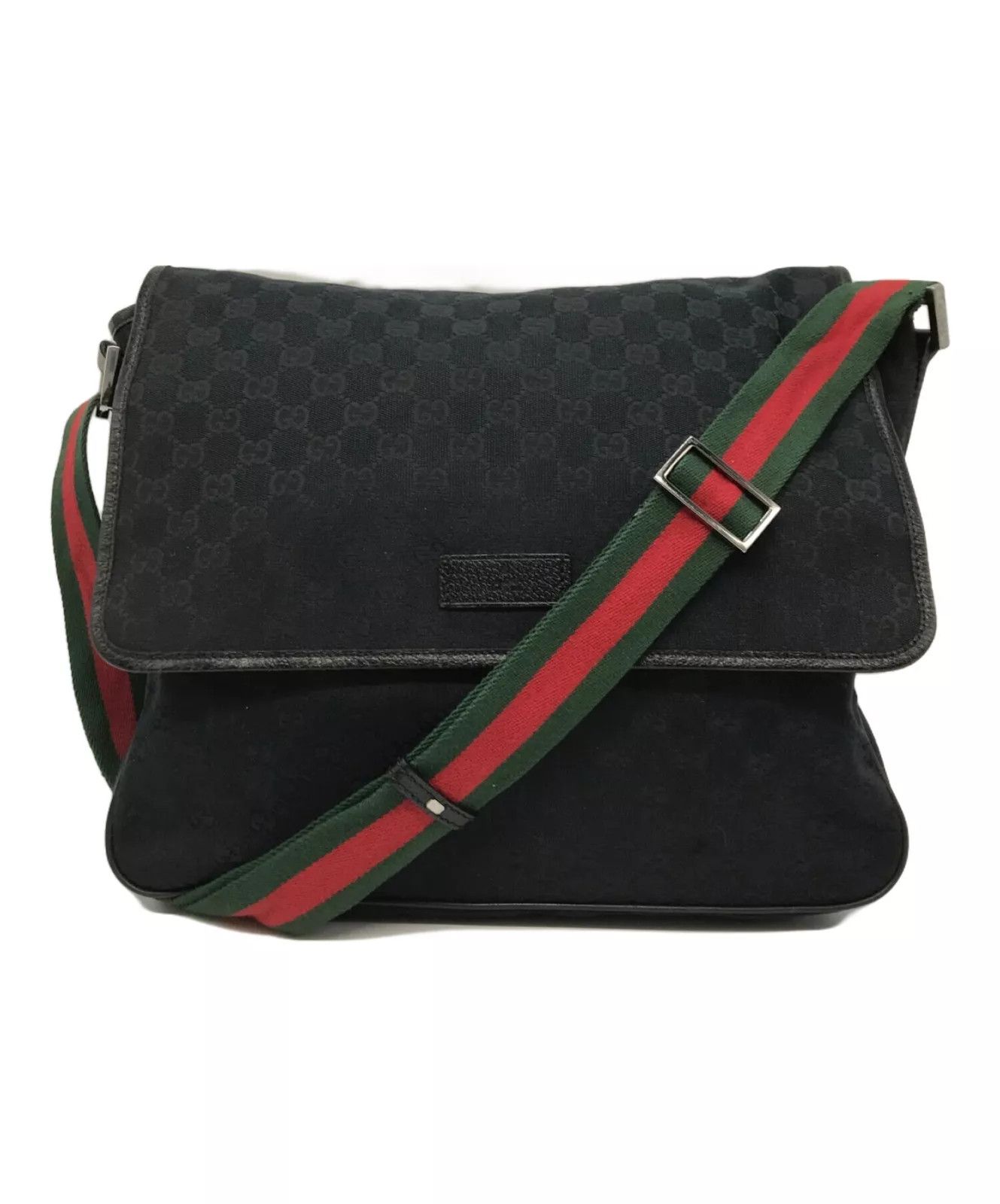 Gucci Gucci GG Monogram Web Canvas Messenger Bag Black Size ONE SIZE - 1 Thumbnail