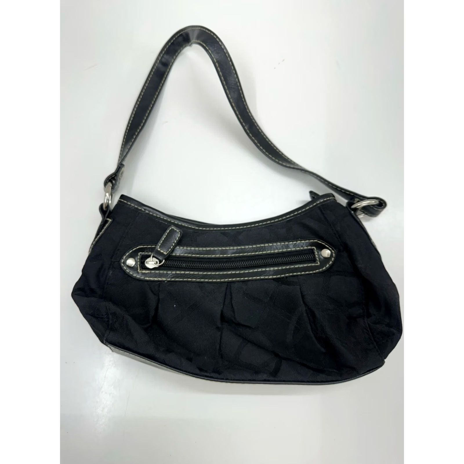 Merona Merona Womens Purse Black Shoulder Bag Zip Little Bag Bag, Shoulder, Black, Women, Medium, Casual, Travel, Workwear, Vintage No, 2010s? Size ONE SIZE - 6 Thumbnail