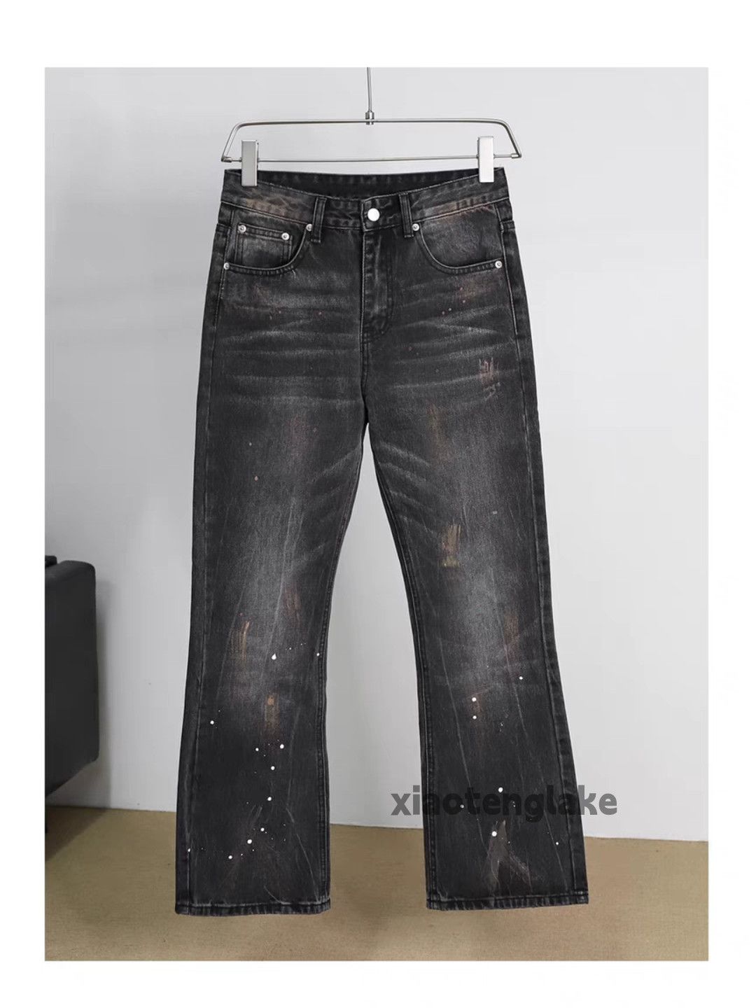 Jean × Vintage Washed faded loose punk grunge bootcut flared stain jeans Size US 34 / EU 50 - 3 Thumbnail