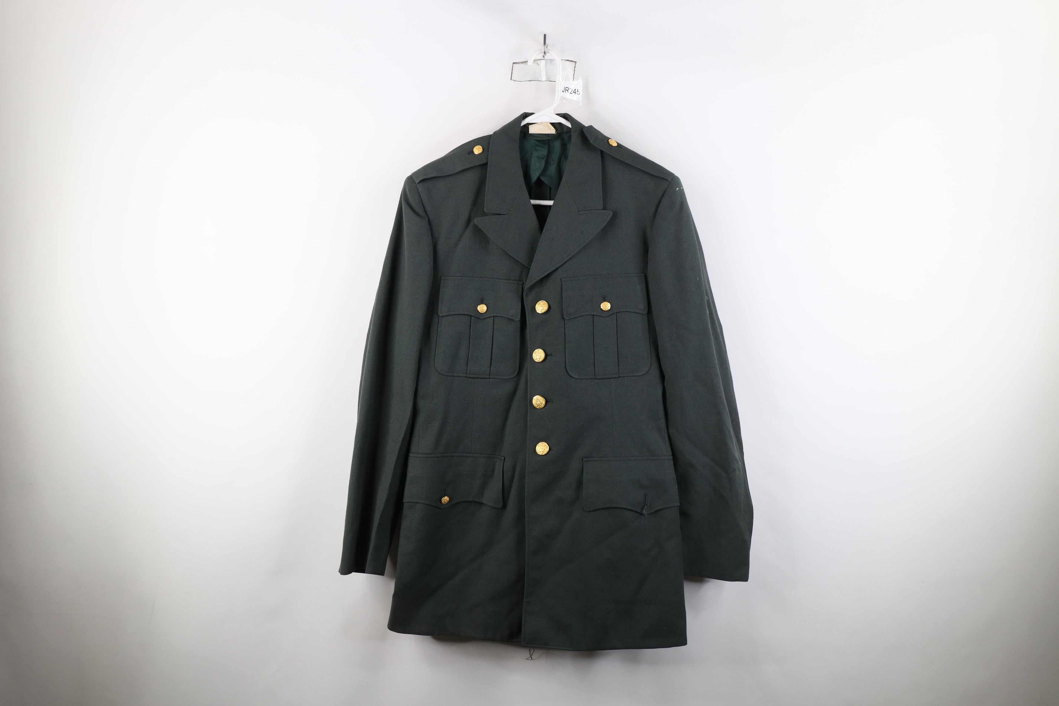 Vintage Vintage 60s Vietnam War Serge Green Army Officer Jacket Coat Size US L / EU 52-54 / 3 - 1 Thumbnail