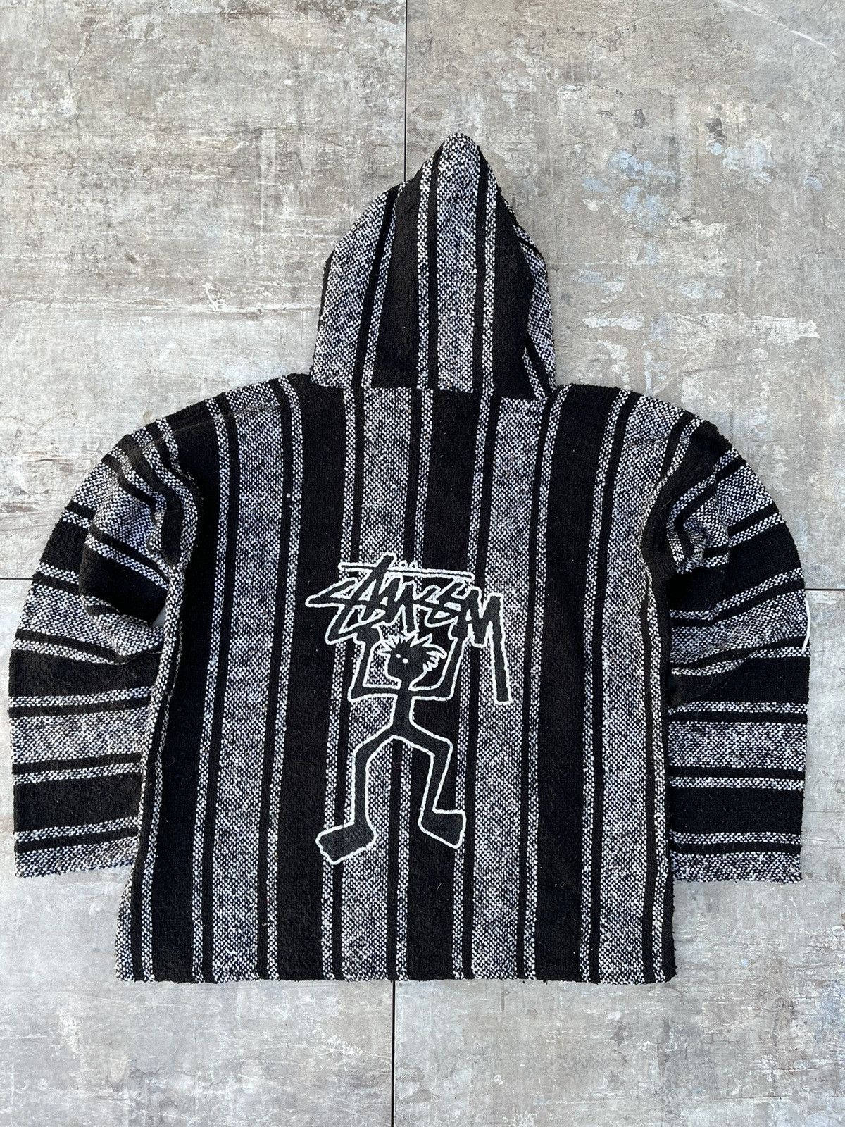 image of 90's Stussy Baja Poncho in Black, Men's (Size Large)