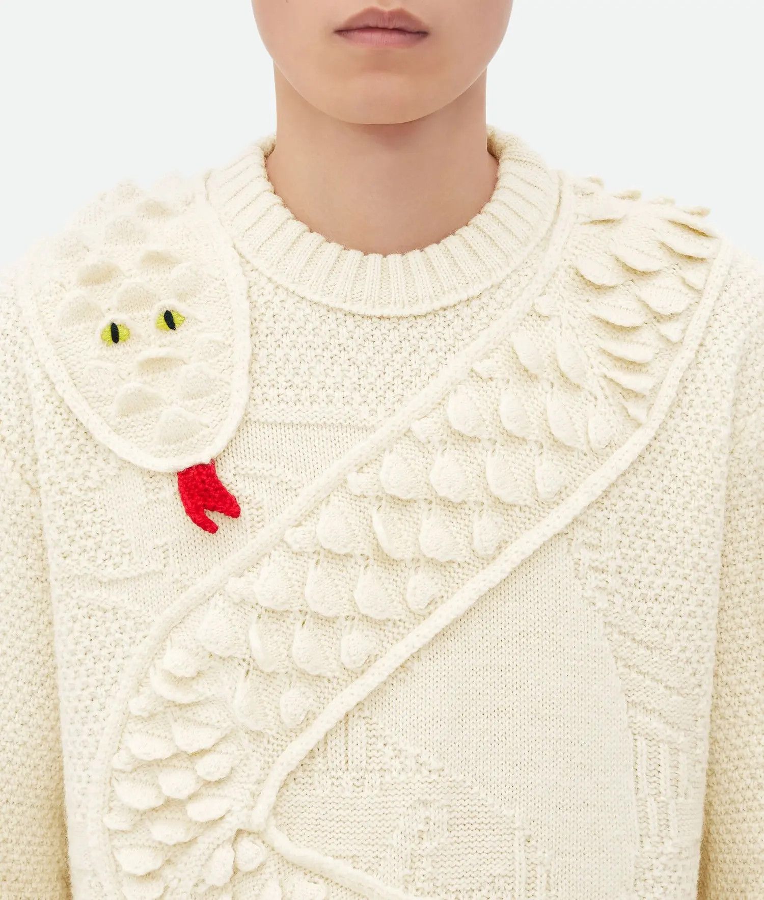 Bottega Veneta o1loc1c1025 772503 Snake Scales Wool Knit Jumper Sweater Size US XS / EU 42 / 0 - 4 Thumbnail