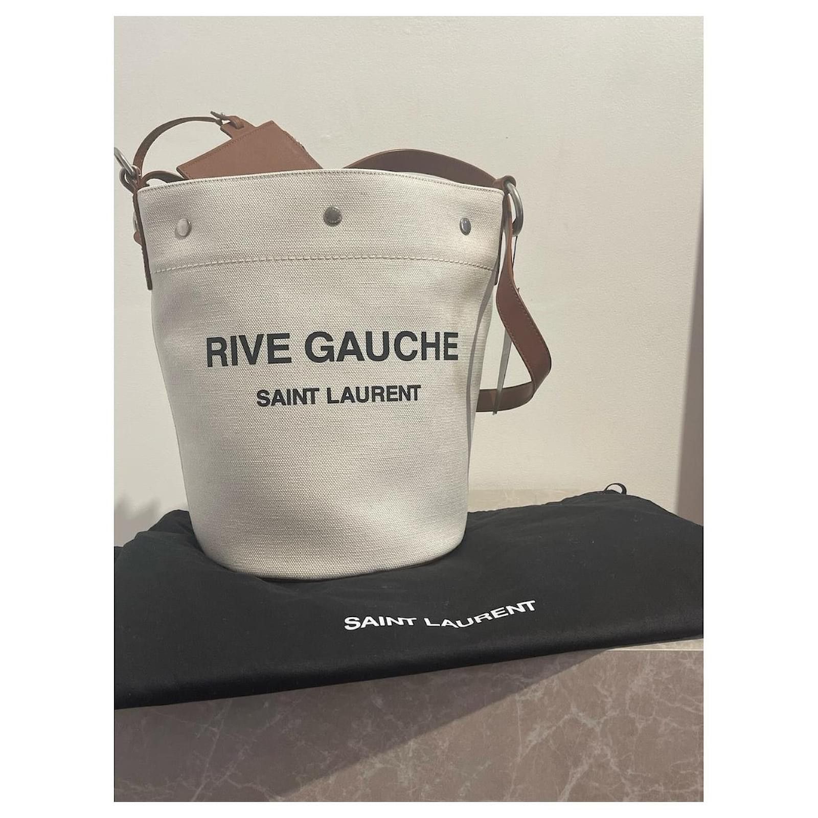Saint Laurent Paris o1b1hav110924 Size: OS / Rive Gauche Bucket Bag Linen White Size ONE SIZE - 11 Thumbnail