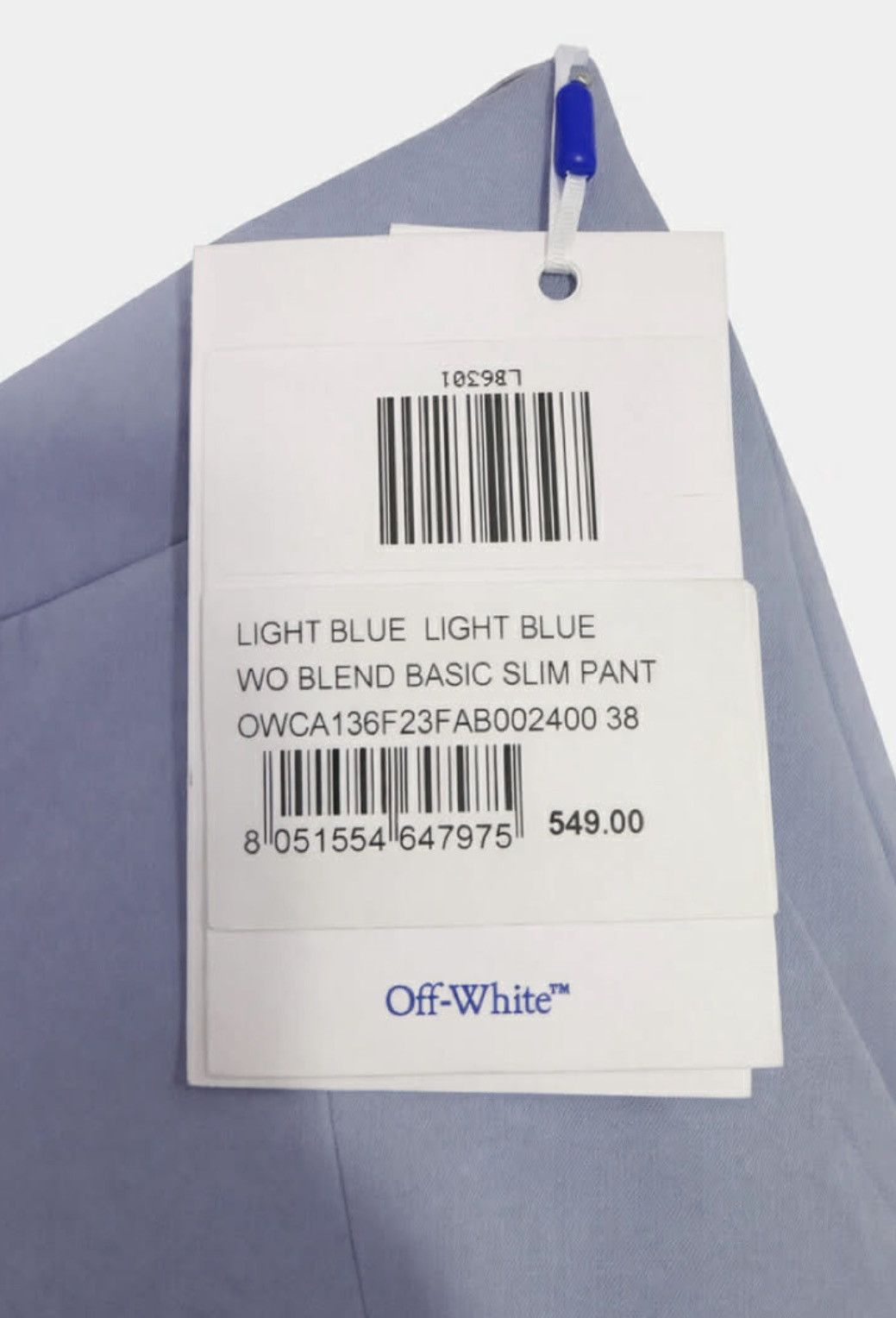 Off-White LIGHT BLUE WO BLEND BASIC SLIM PANT Size 26" / US 2 / IT 38 - 3 Thumbnail