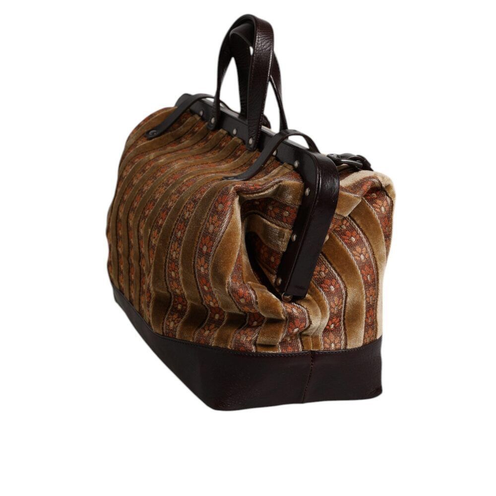 Dolce & Gabbana Dolce & Gabbana Beige Maroon Velvet Leather Jacquard Travel Size ONE SIZE - 3 Thumbnail