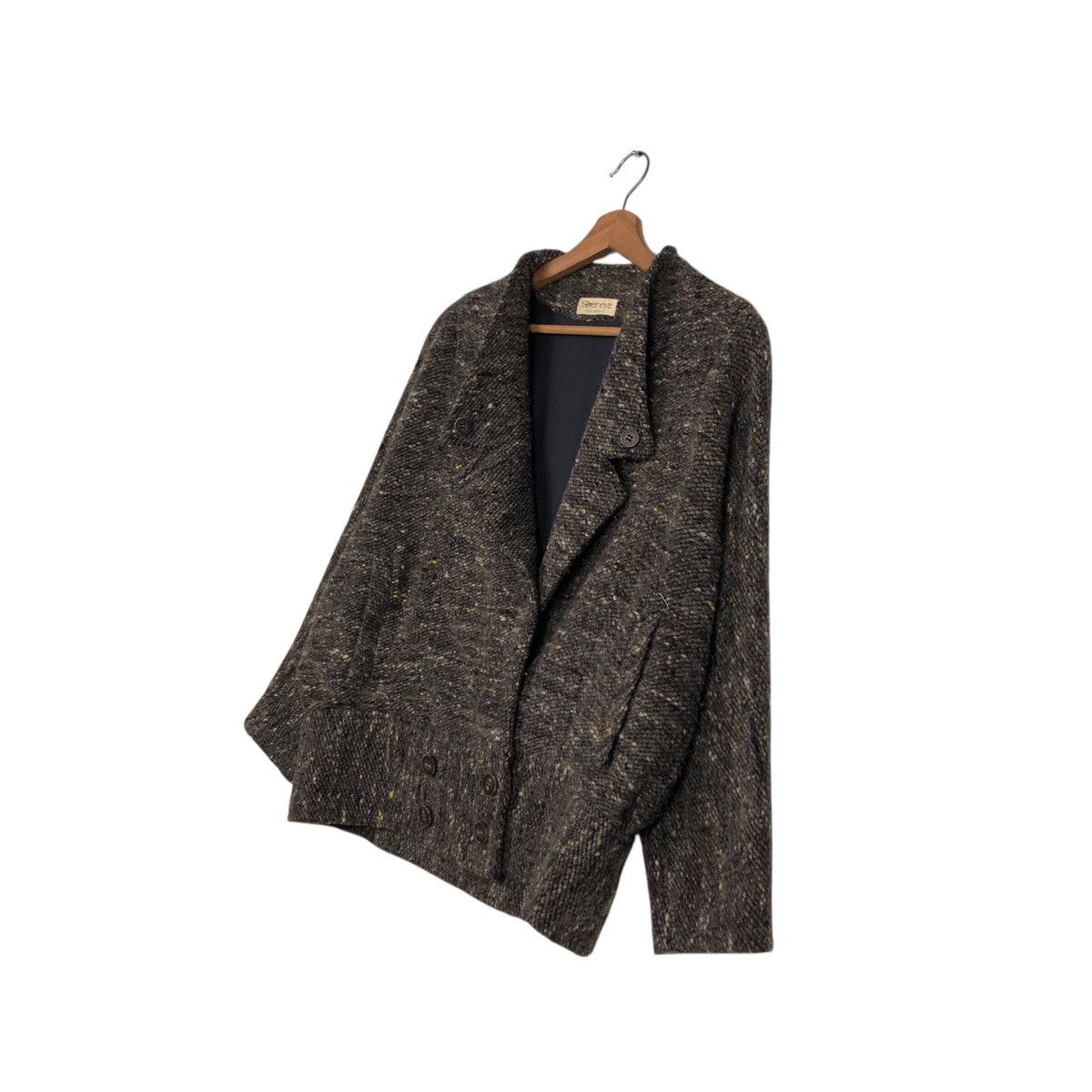 Japanese Brand × Vintage 📌Silver Eye Herringbone Wool Double Collar Issey Miyake Size US M / EU 48-50 / 2 - 3 Thumbnail