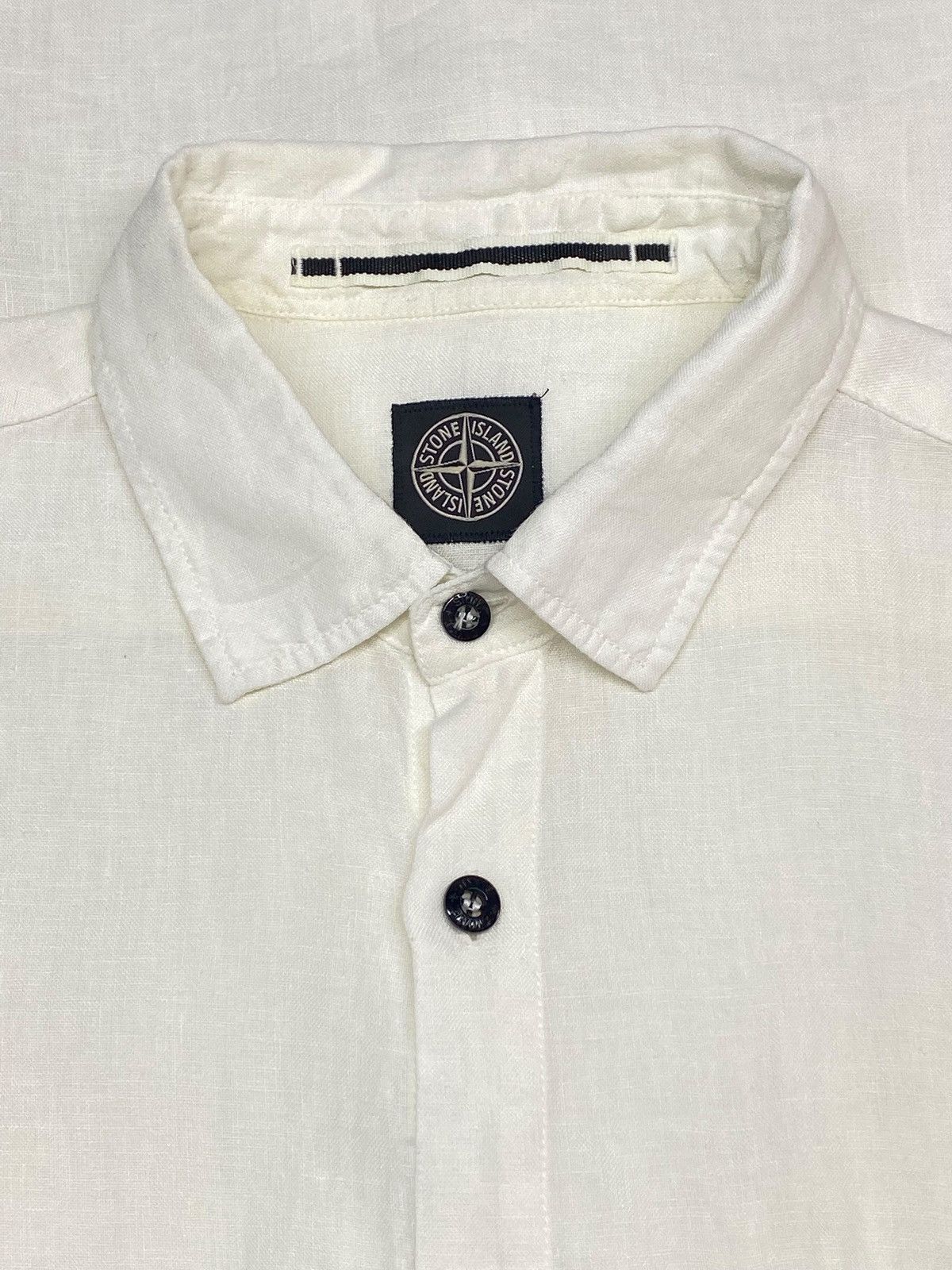 Stone Island Vintage Stone Island White Linen Shirt Old Money Vibes Size US L / EU 52-54 / 3 - 11 Thumbnail