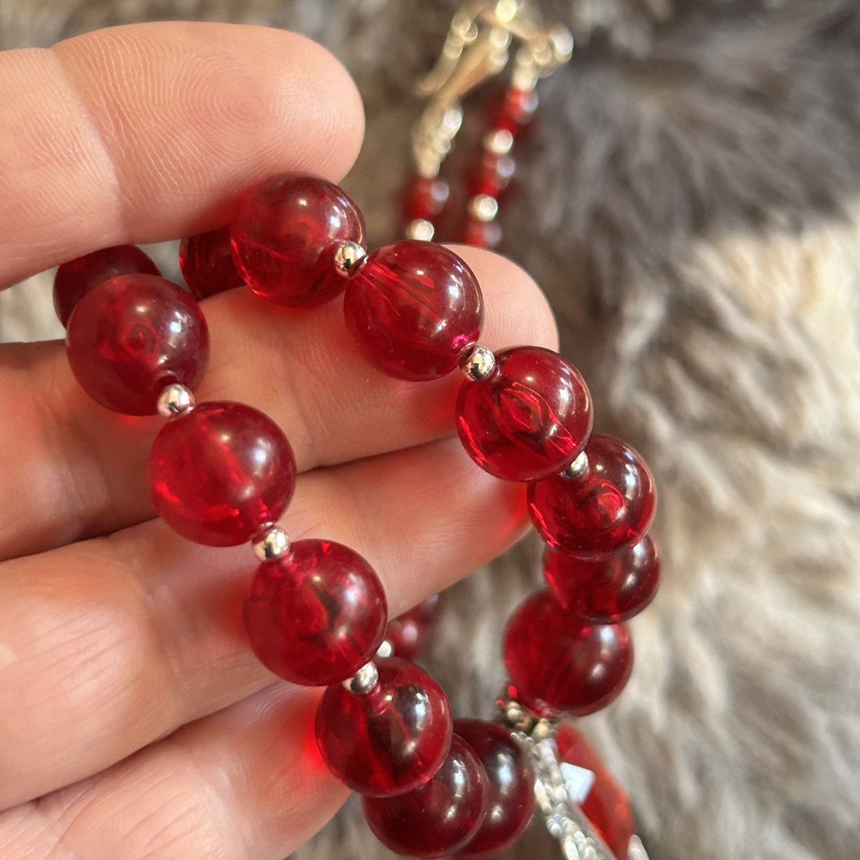 Handmade Handcrafted vintage repurpose red vampire blood necklace Size ONE SIZE - 6 Thumbnail