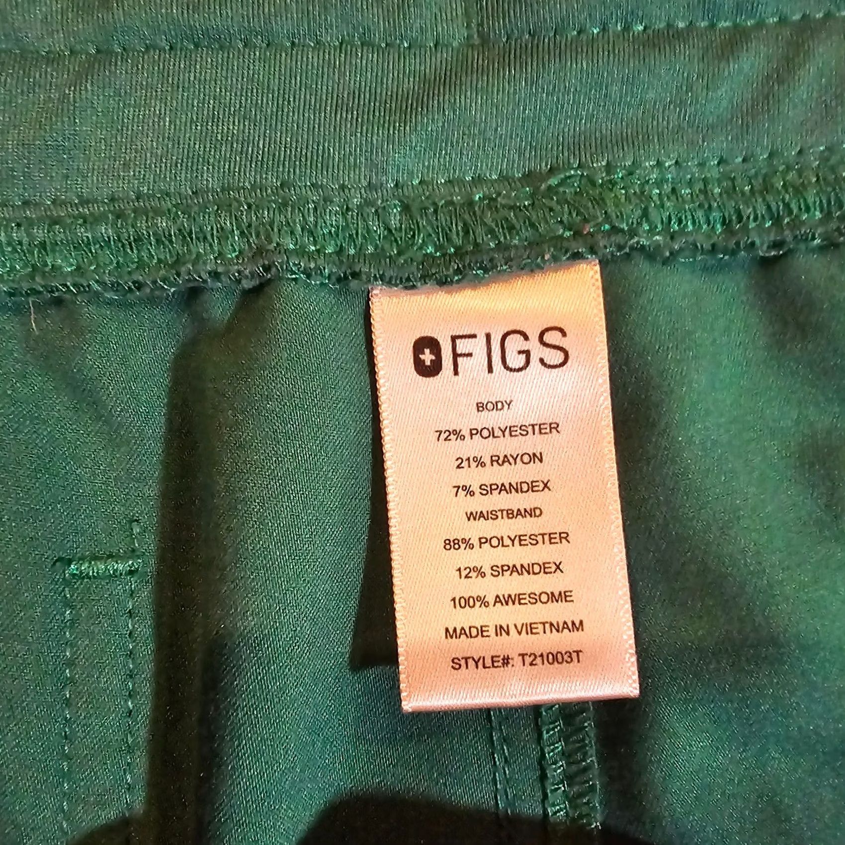 Vintage FIGS Pants Women XXL Tall Green Scrub Elastic Stretch Pockets Technical Medical Womens Tall Pants Green Scrub Size 40" / US 18 - 3 Thumbnail