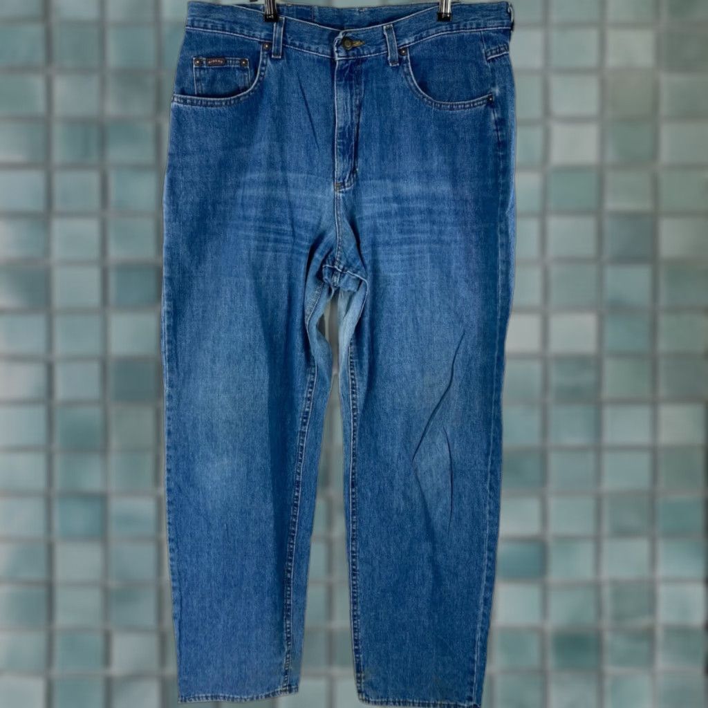Lee Lee Riders Women's High Rise Stretch Straight Leg Jeans Blue 18 Long 32" 90s Size 40" / US 18 - 1 Thumbnail