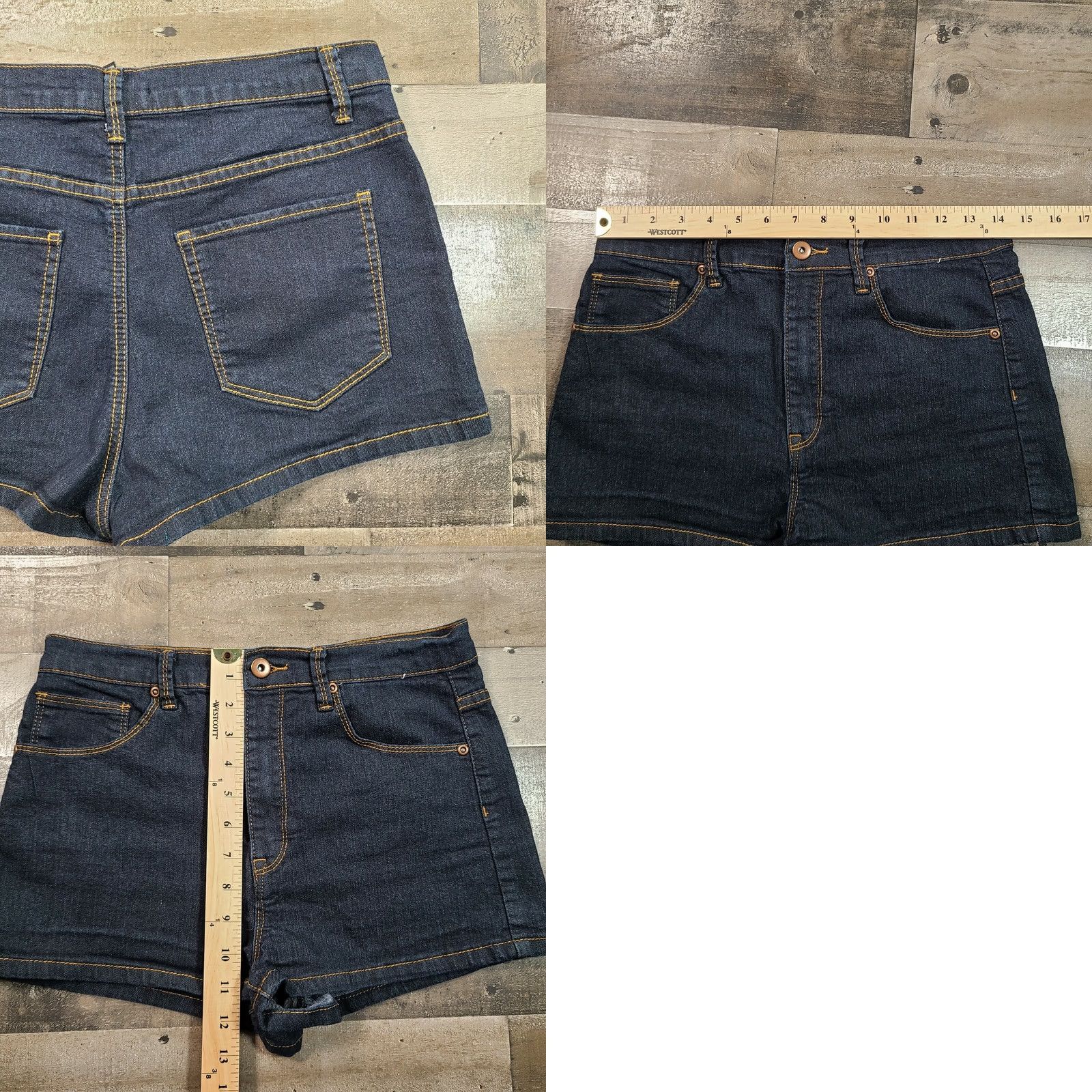 Forever 21 FOREVER 21 Women Dark Blue Denim Mom Jean Shorts Size 29 Regular Solid High Rise Size 29" - 8 Thumbnail