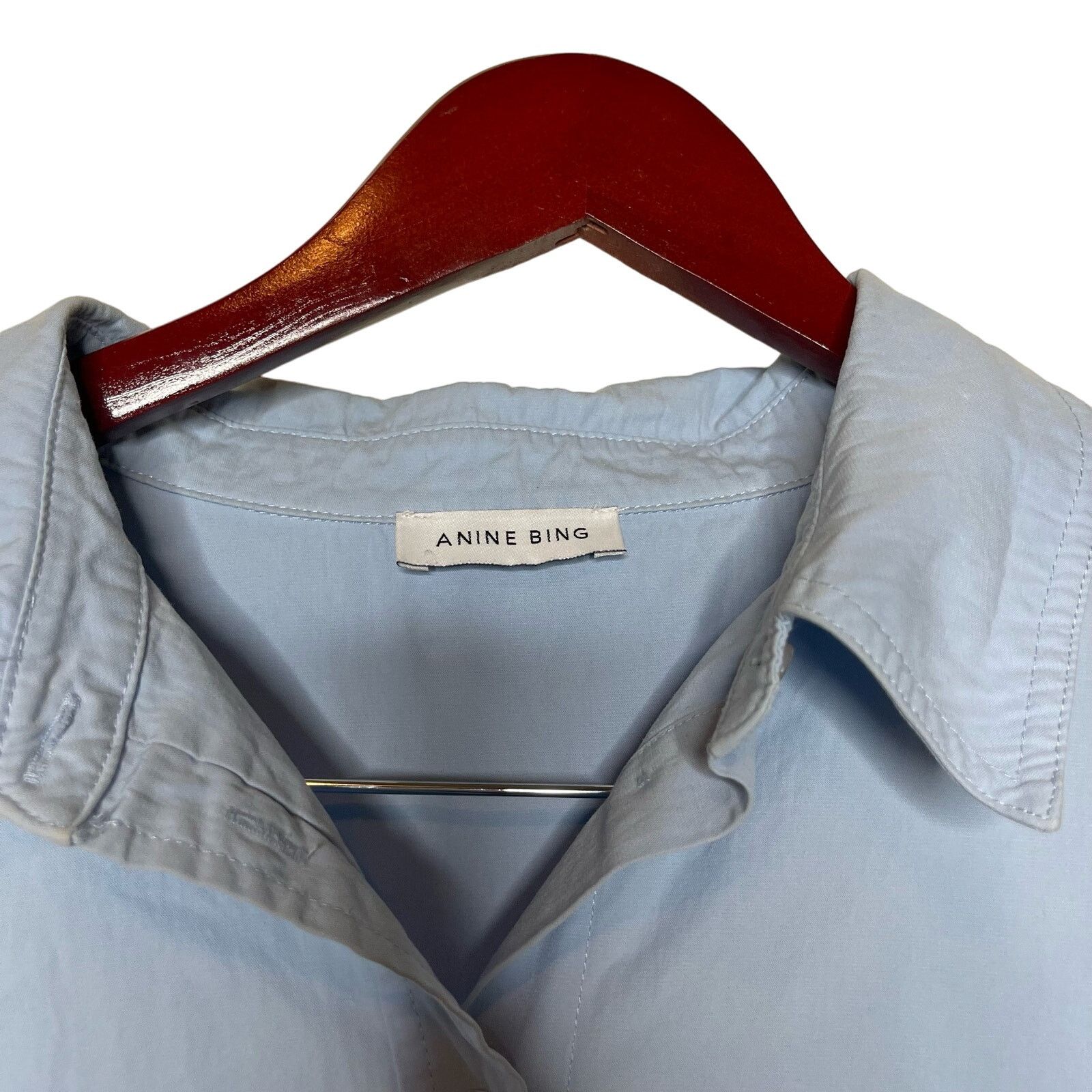Anine Bing Anine Bing Long Sleeve Collared Mika Shirt Blue Womens S Size S / US 4 / IT 40 - 2 Thumbnail