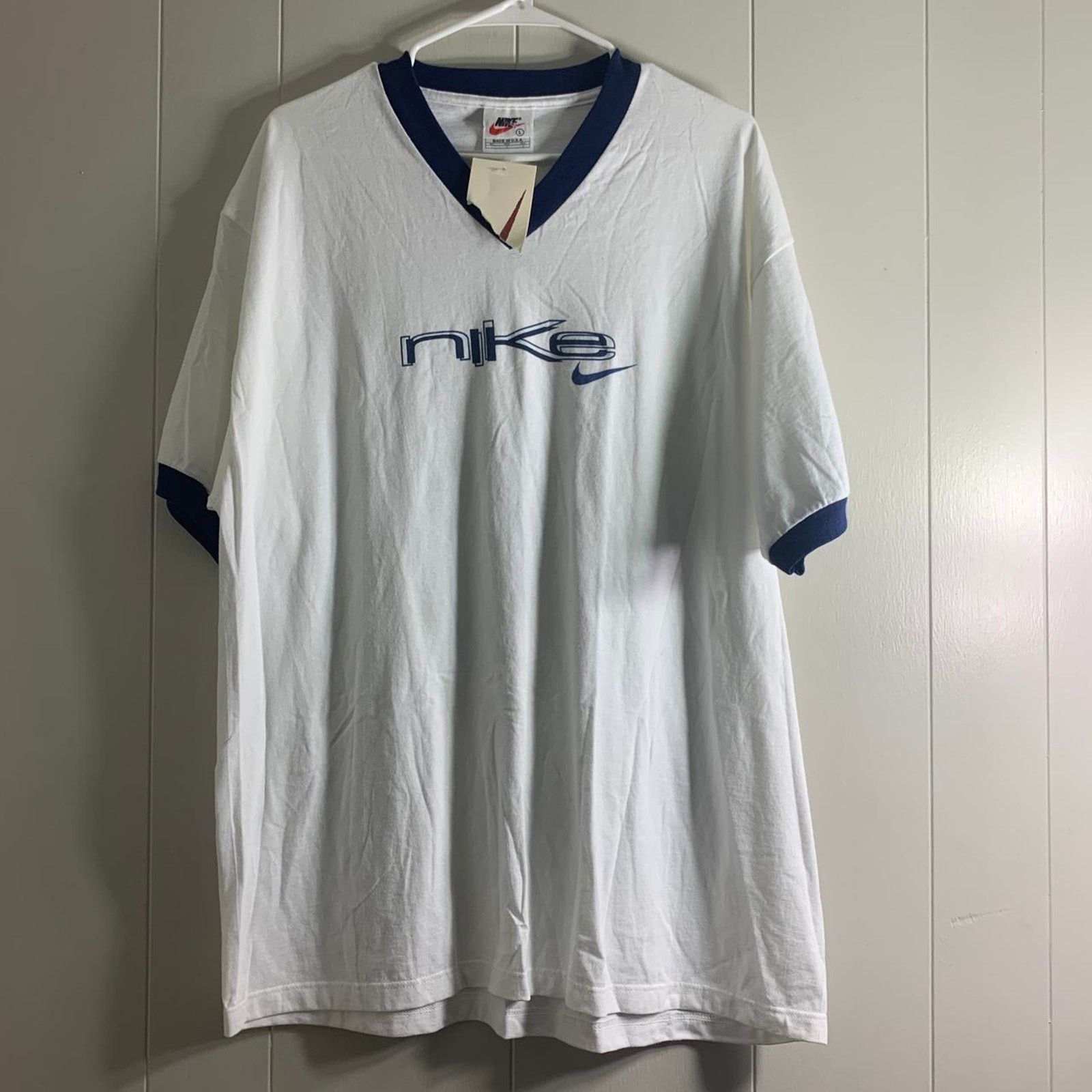 Nike vintage 90’s NIKE Center Swoosh Spell Out ringer tee shirt L Size US L / EU 52-54 / 3 - 2 Thumbnail