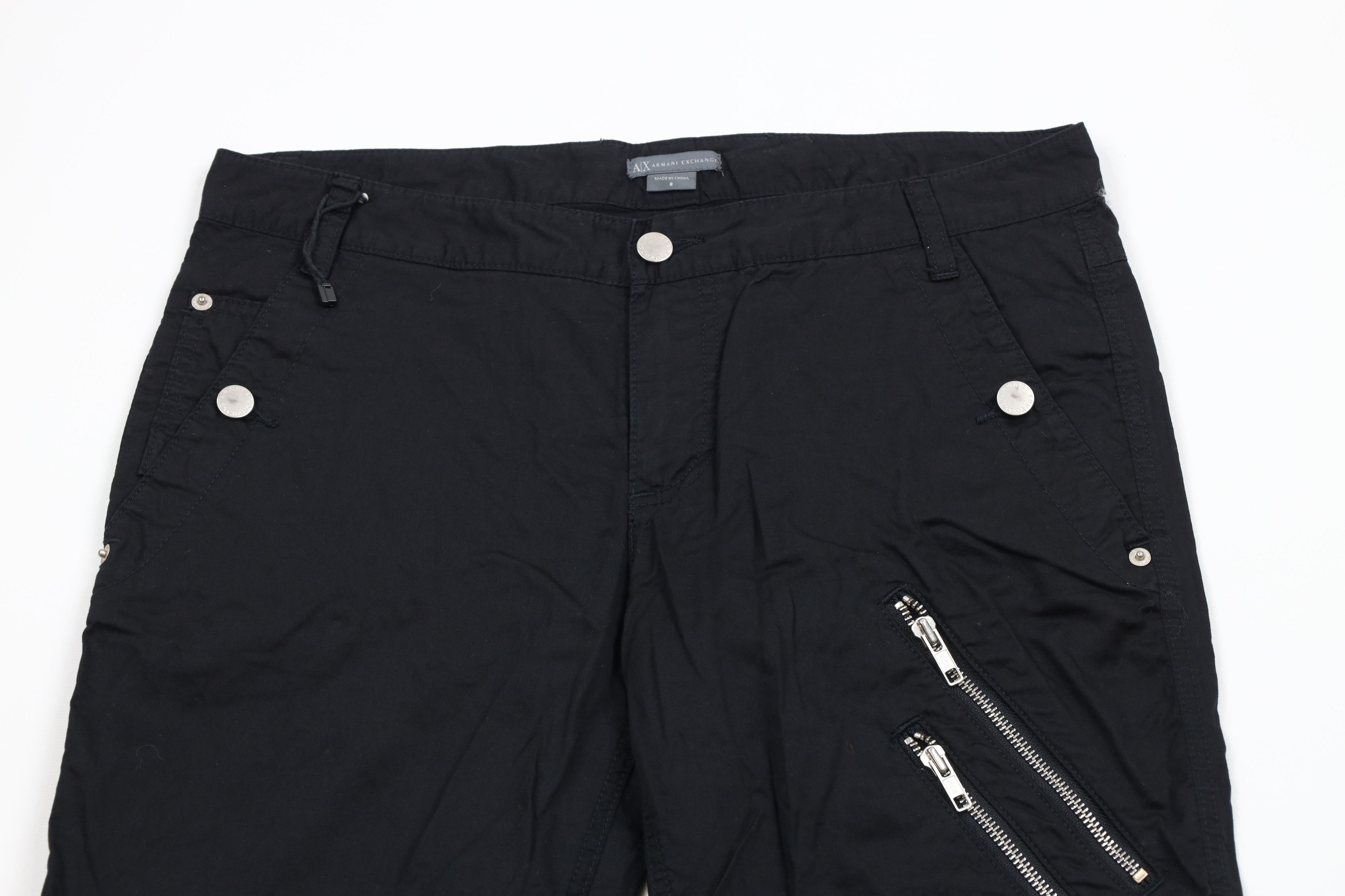 Armani Exchange × Vintage New Armani Exchange Roll Cuff Capris Shorts Black Cotton Size 31" - 2 Thumbnail