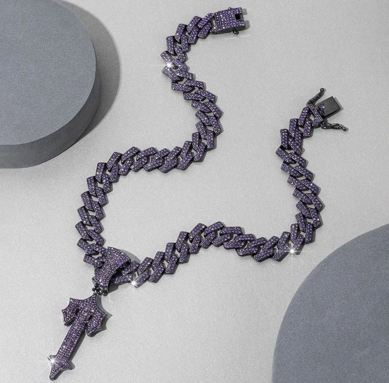 Jewelry Purple Sword Men Necklace Hip Hop Sword Pendant Necklace Size ONE SIZE - 2 Thumbnail