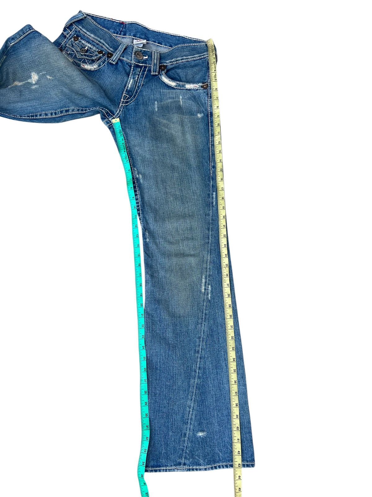 True Religion VTG Y2K True Religion Joey Big T Distress Denim Flare Jeans Size US 30 / EU 46 - 6 Thumbnail