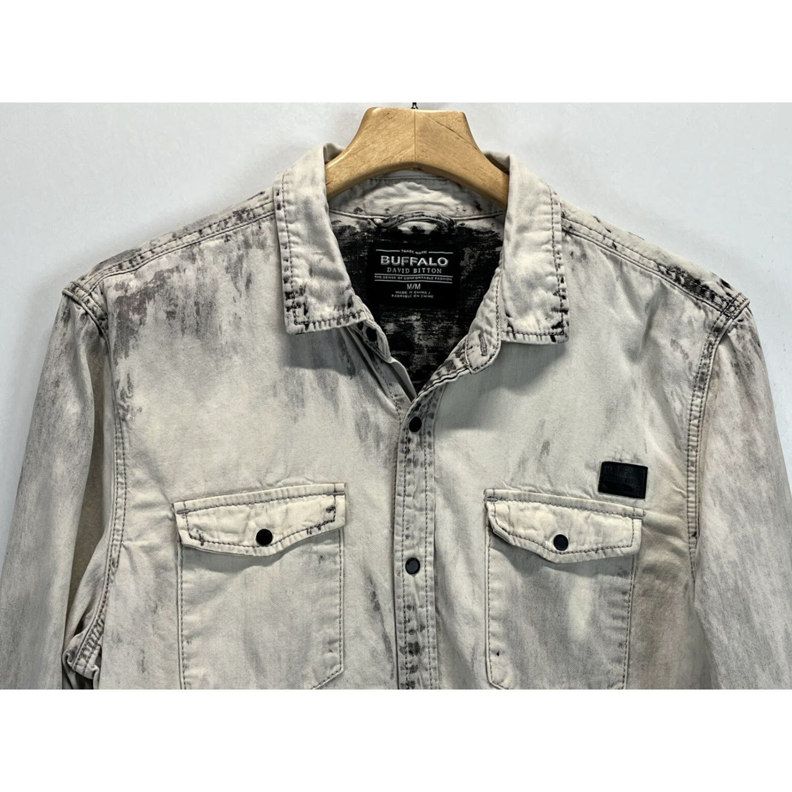 Vintage Buffalo Button-Up Shirt Denim Chambray M Gray Rock For Freedom Mens Size US M / EU 48-50 / 2 - 3 Thumbnail