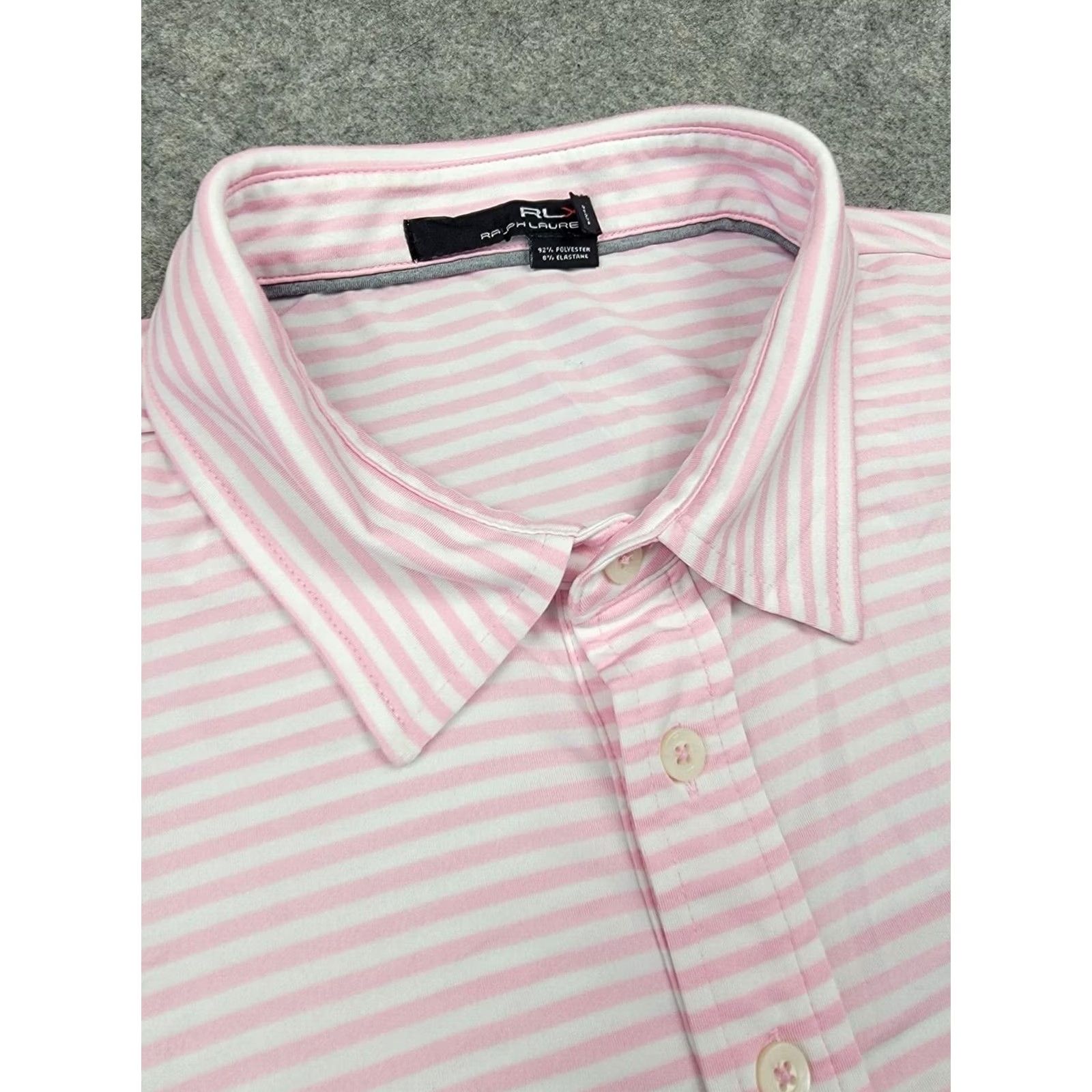 Ralph Lauren RLX Ralph Lauren Polo Shirt Mens XL Pink White Stripe Golf Short Sleeve Sports Size US XL / EU 56 / 4 - 4 Thumbnail