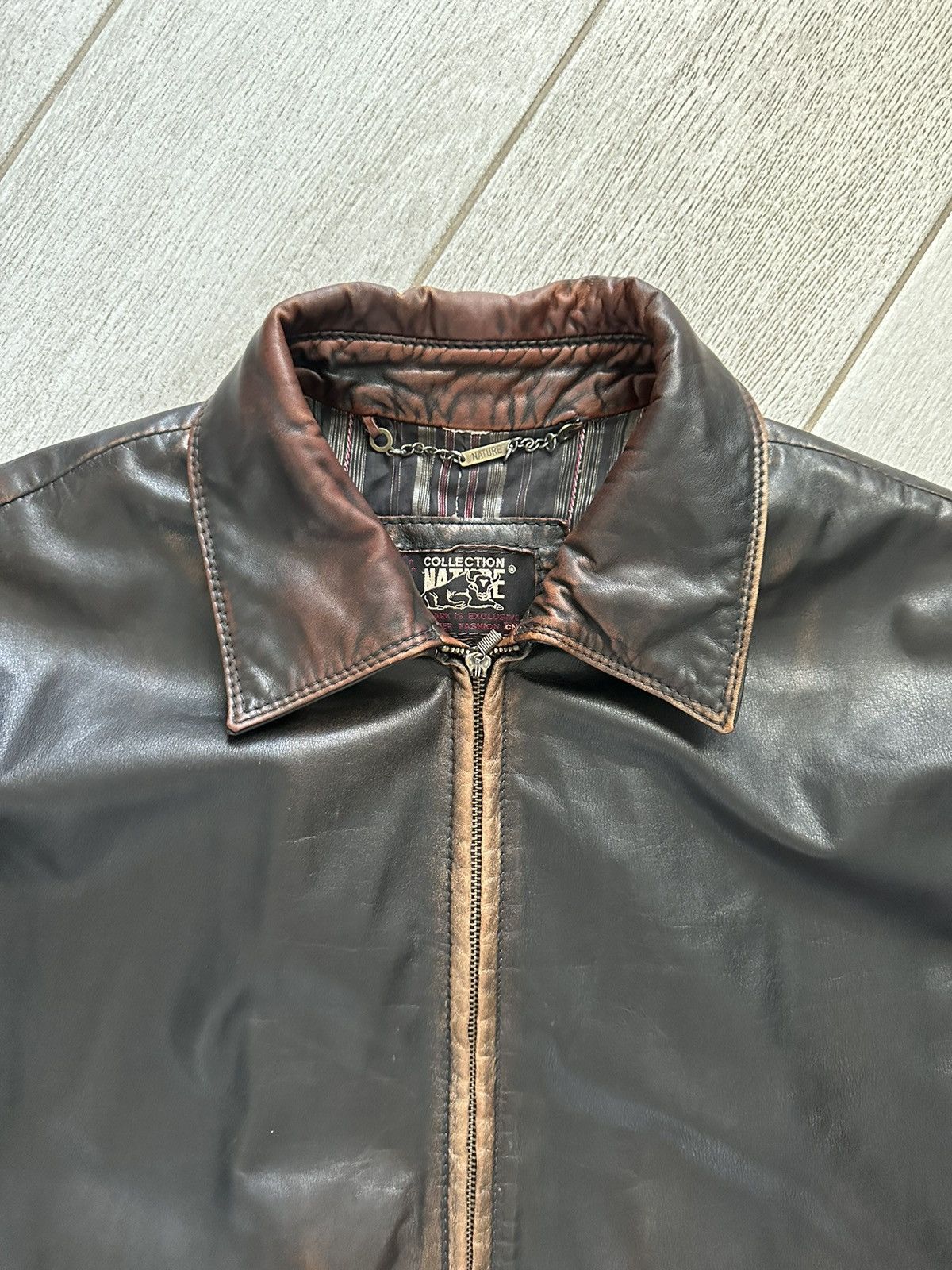 Other Vintage Y2K Classic Oversized Brown Washed Leather Jacket Size US XL / EU 56 / 4 - 3 Thumbnail