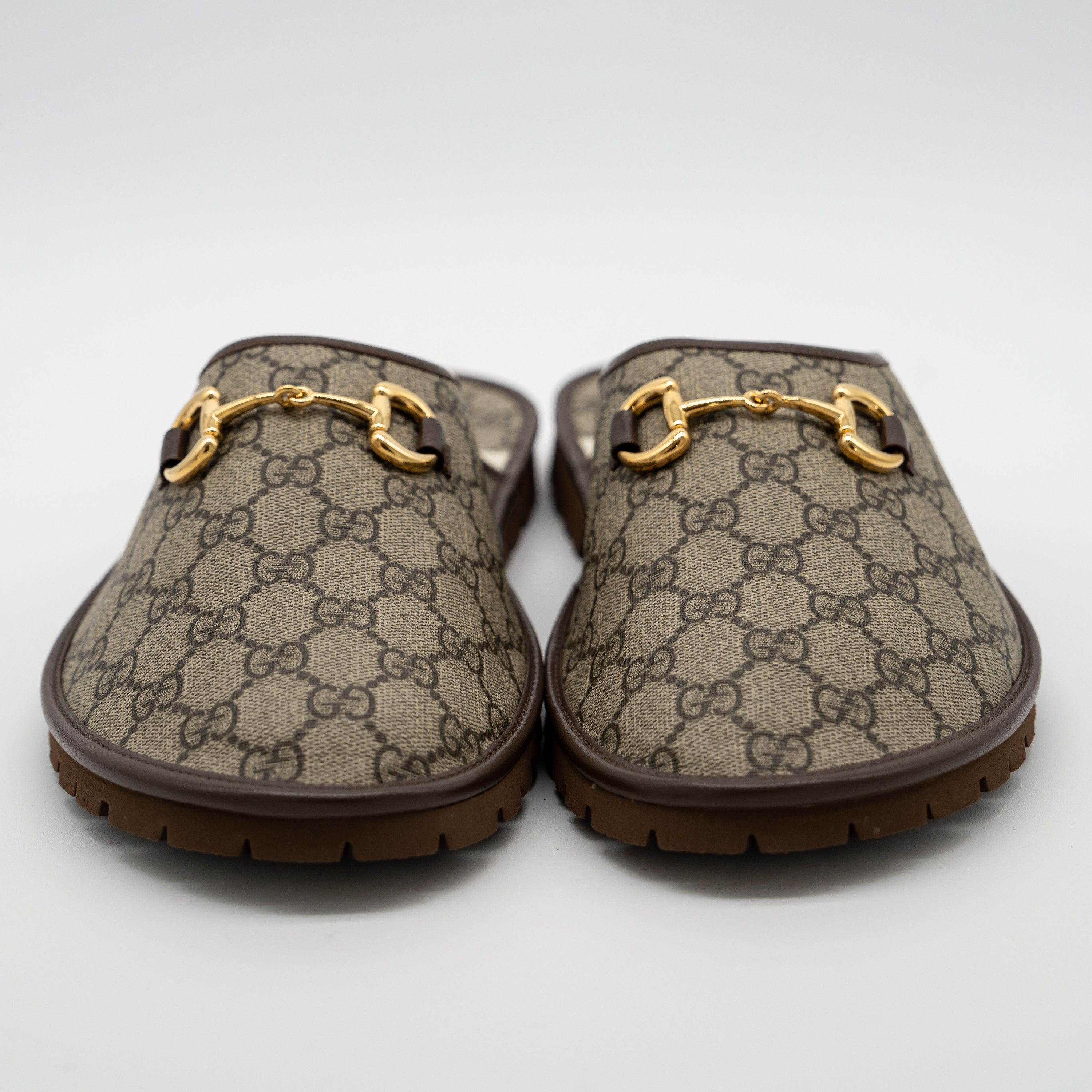 Gucci Gucci Horsebit GG Mule Slippers Canvas Beige Brown Size US 13 / EU 46 - 2 Thumbnail